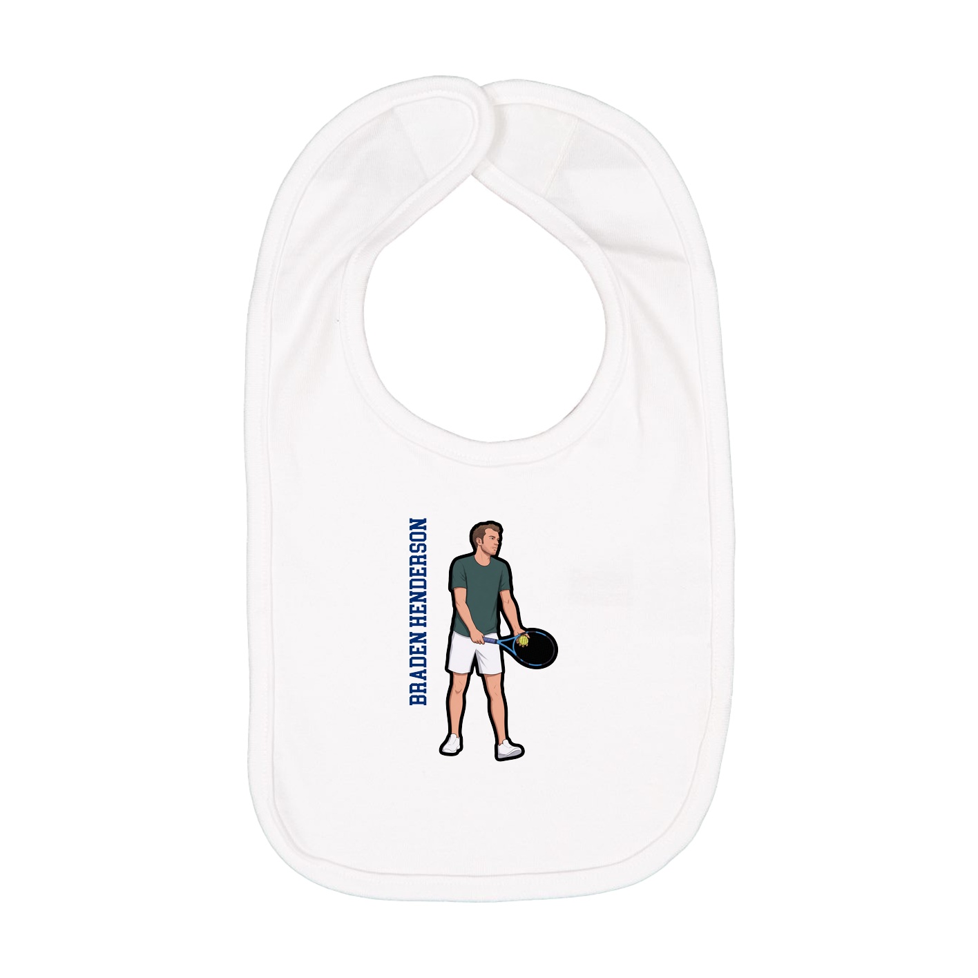 Infant Bib — Name Vertical in White