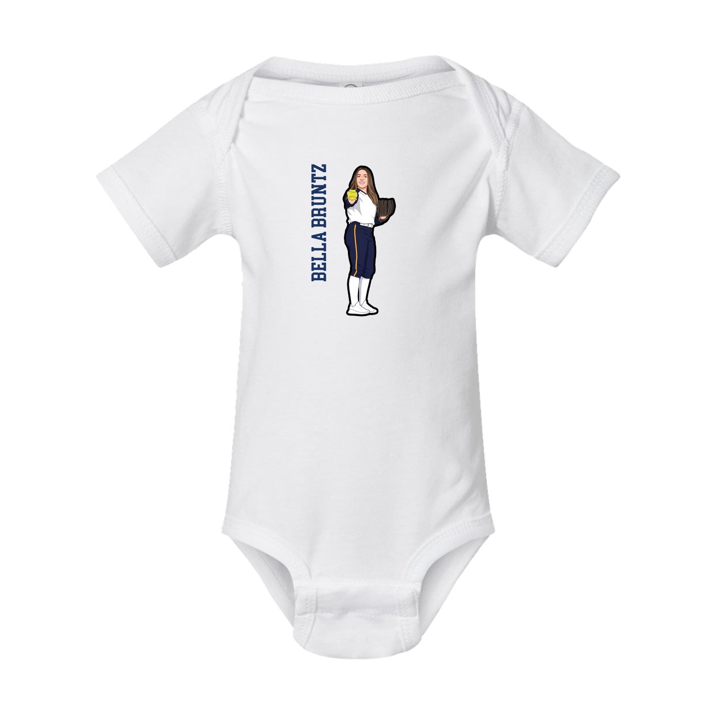 Baby Onesie — Name Vertical in White