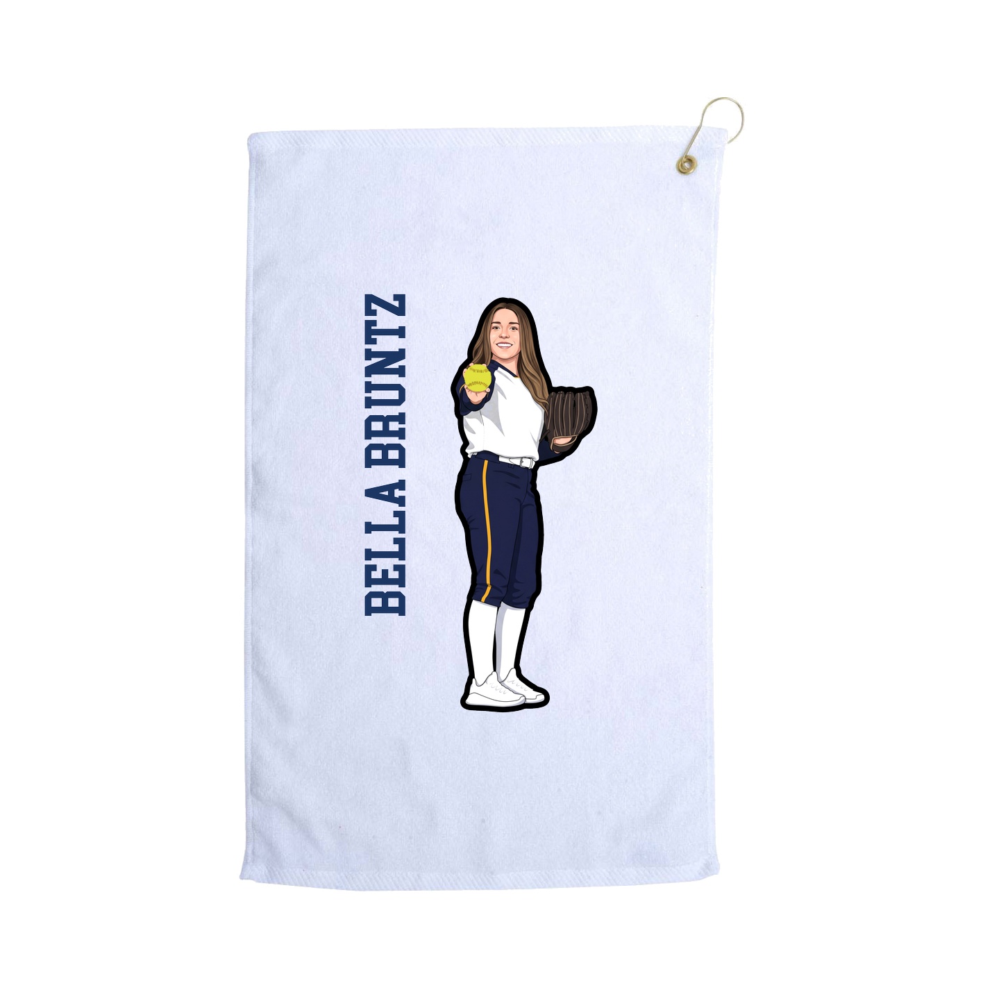 Golf Towel — Name Vertical in White