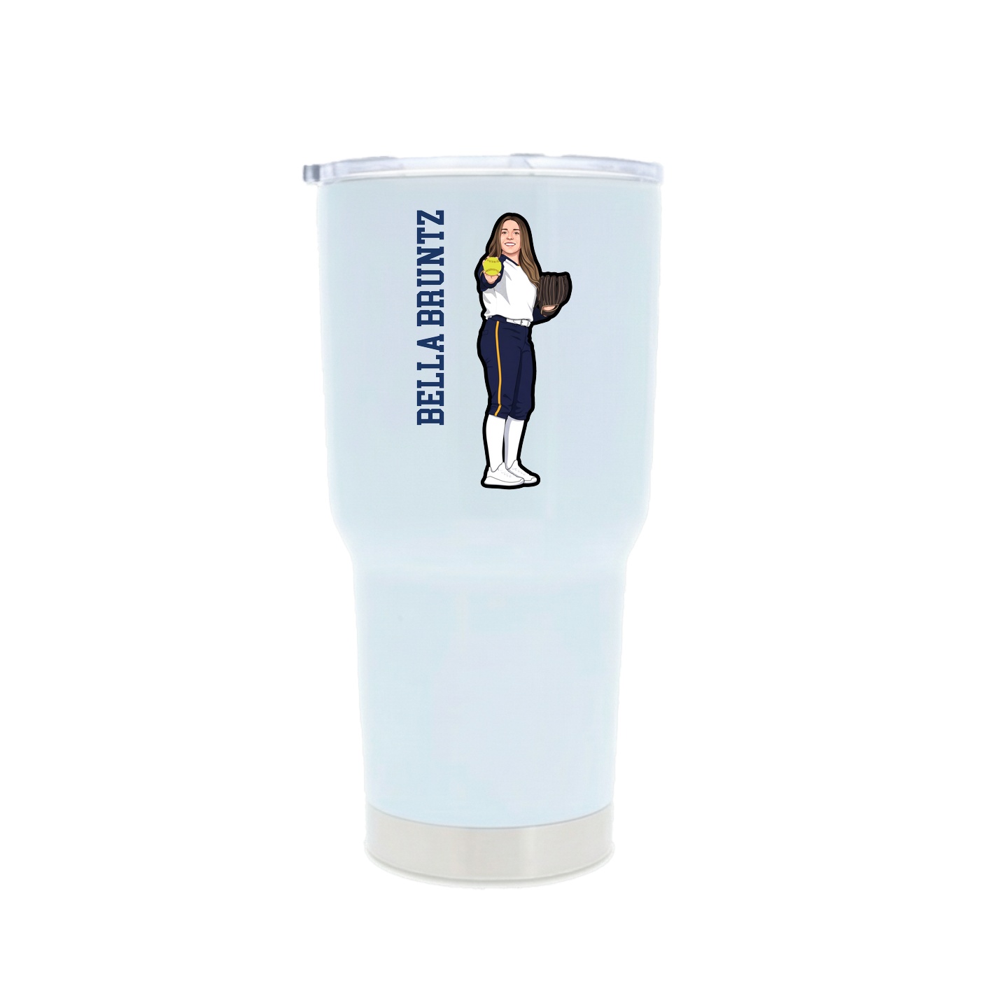 30oz Stainless Steel Tumbler — Name Vertical in White