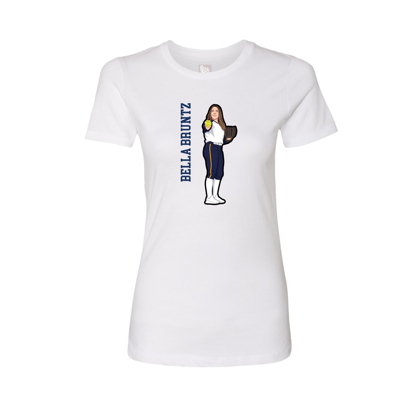 Womens Tee — Name Vertical in White