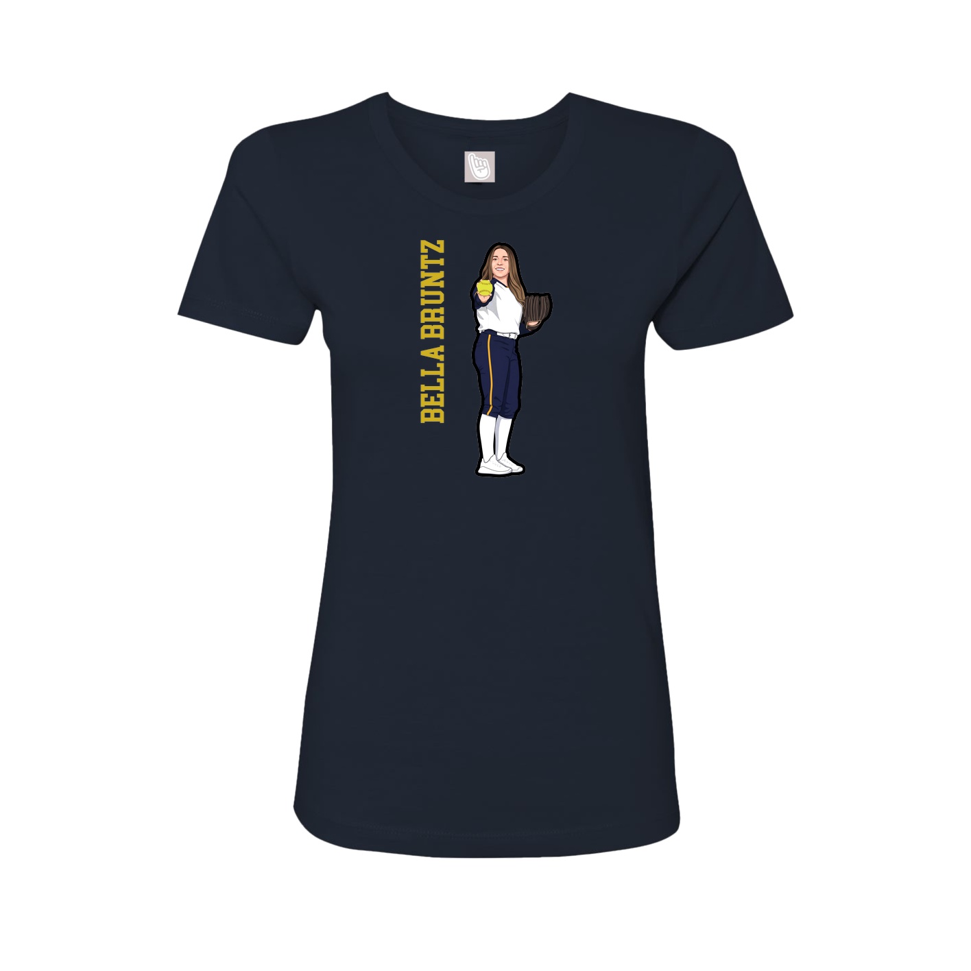 Fitted Women's Tee — Name Vertical in Navy