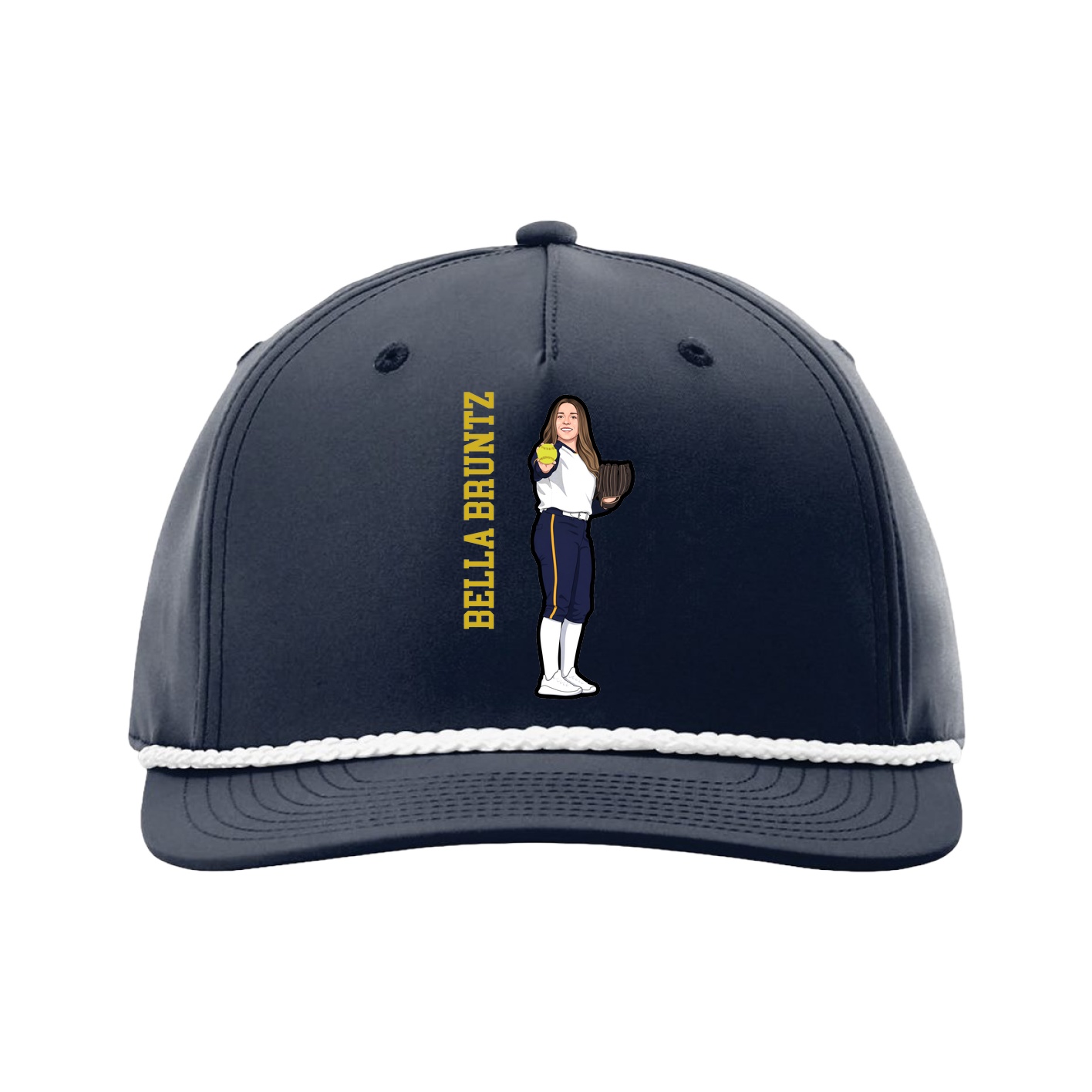 Five-Panel Classic Rope Cap — Name Vertical in Navy