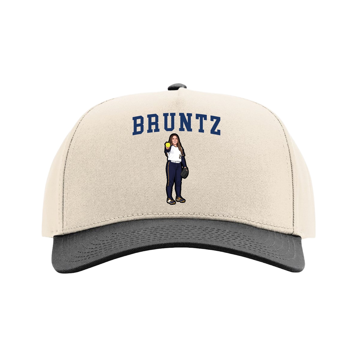 Full Fabric Five-Panel Champ Cap — Shirsey in Cream/Black