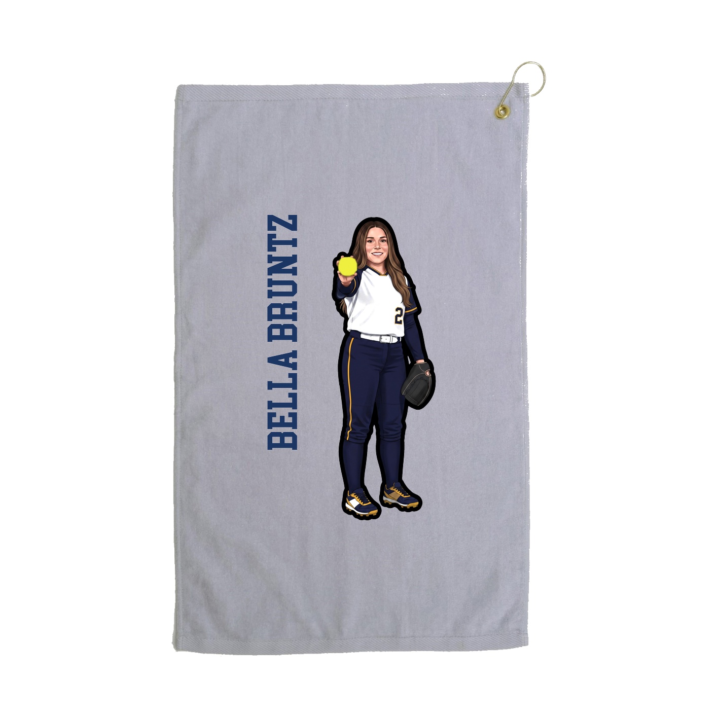 Golf Towel — Name Vertical in Grey