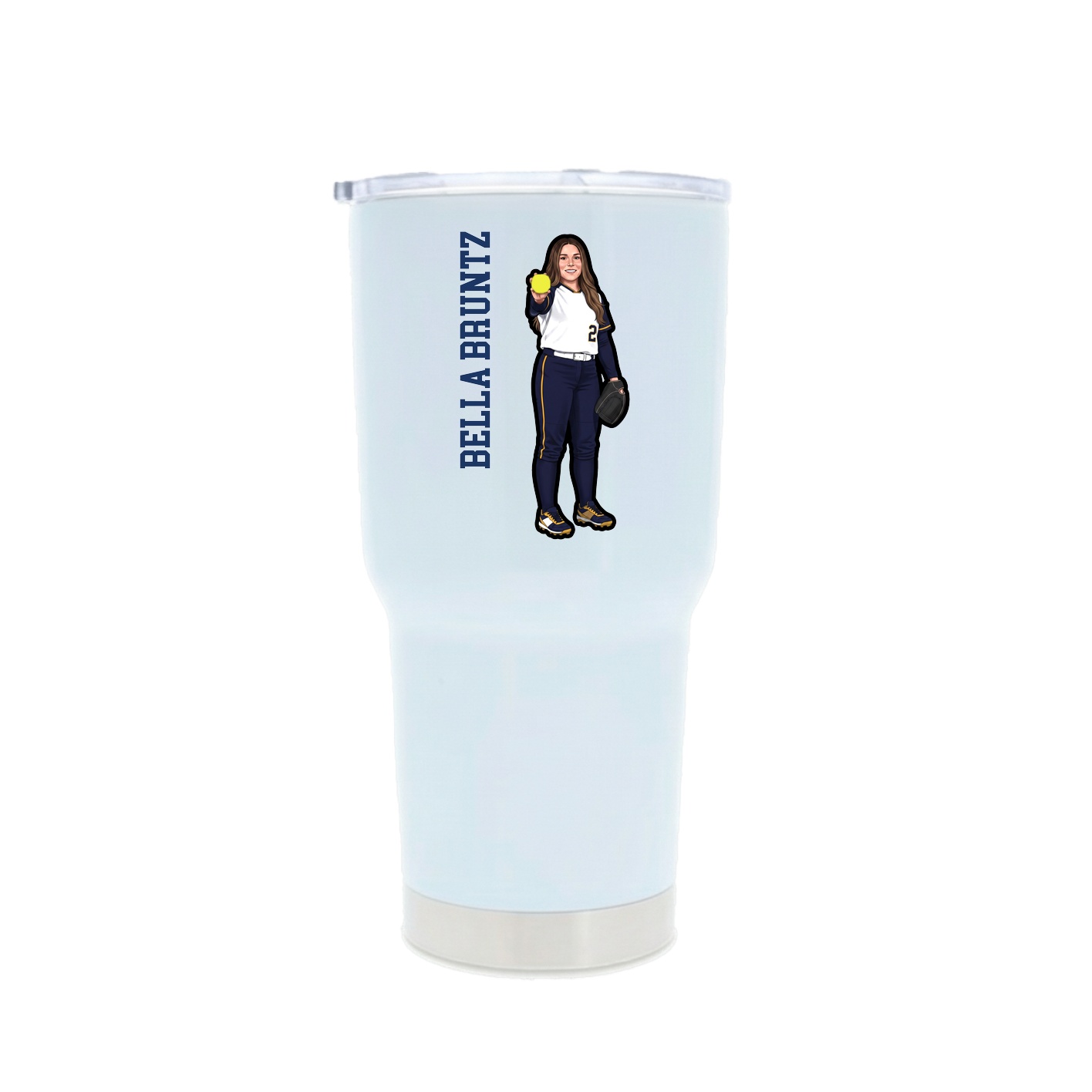 30oz Stainless Steel Tumbler — Name Vertical in White