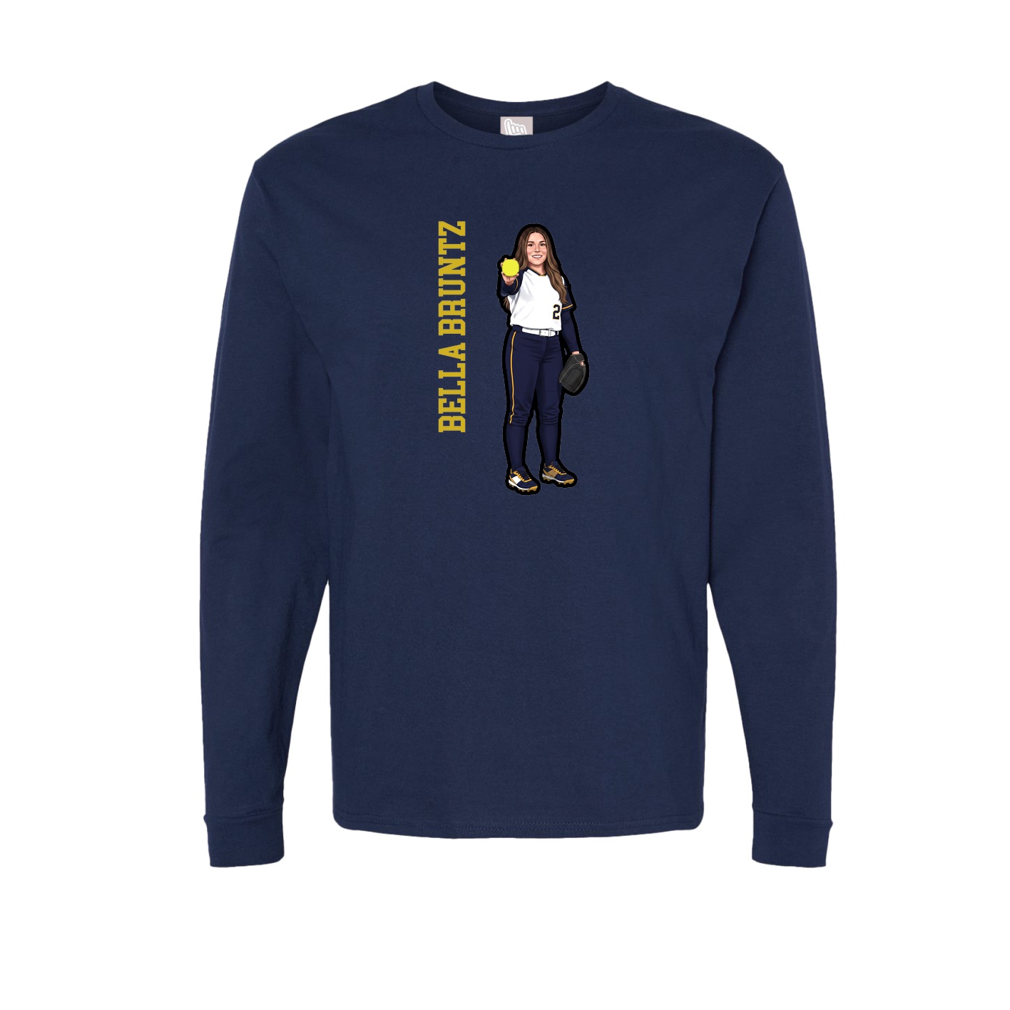 Long Sleeve Tee — Name Vertical in Navy