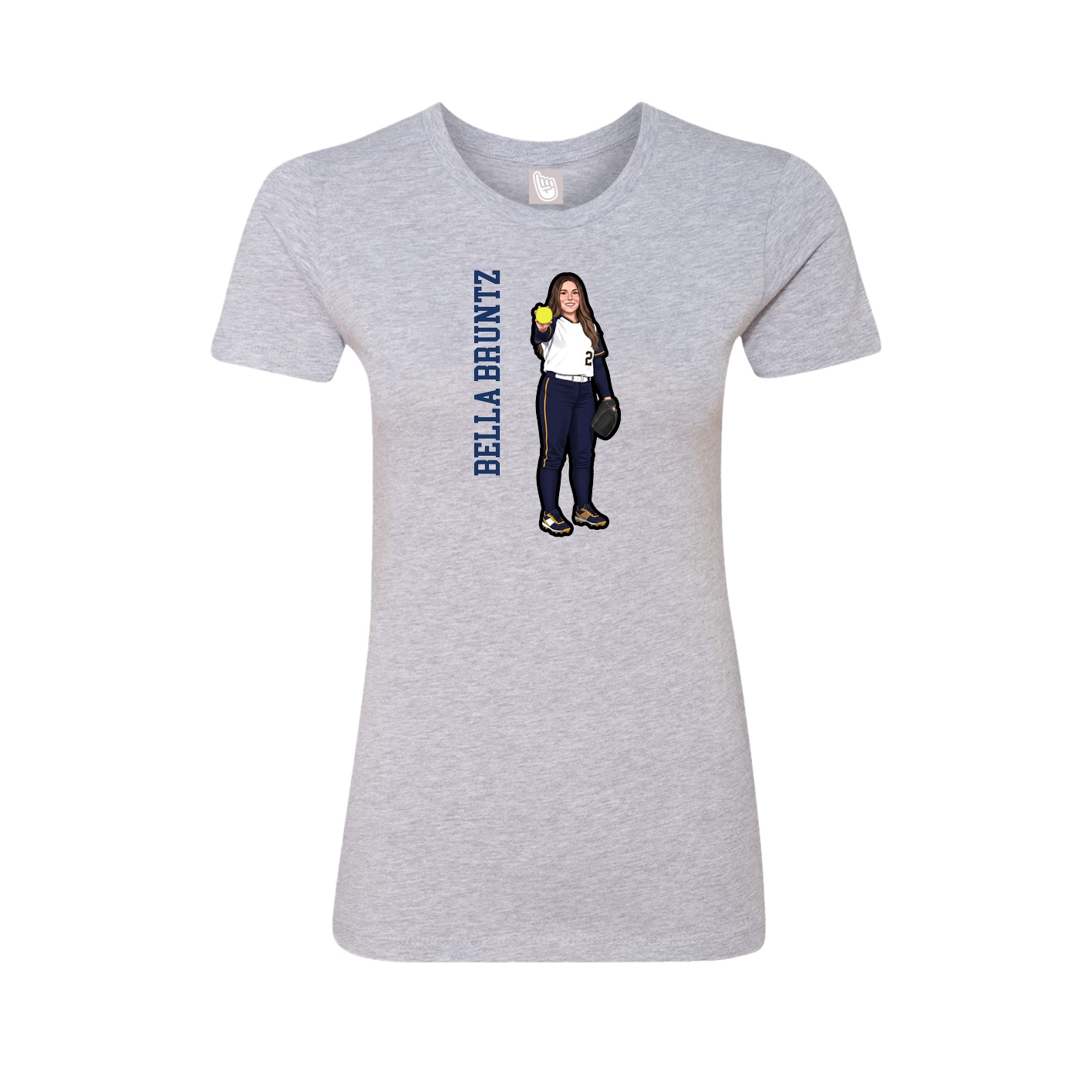 Fitted Women's Tee — Name Vertical in Grey