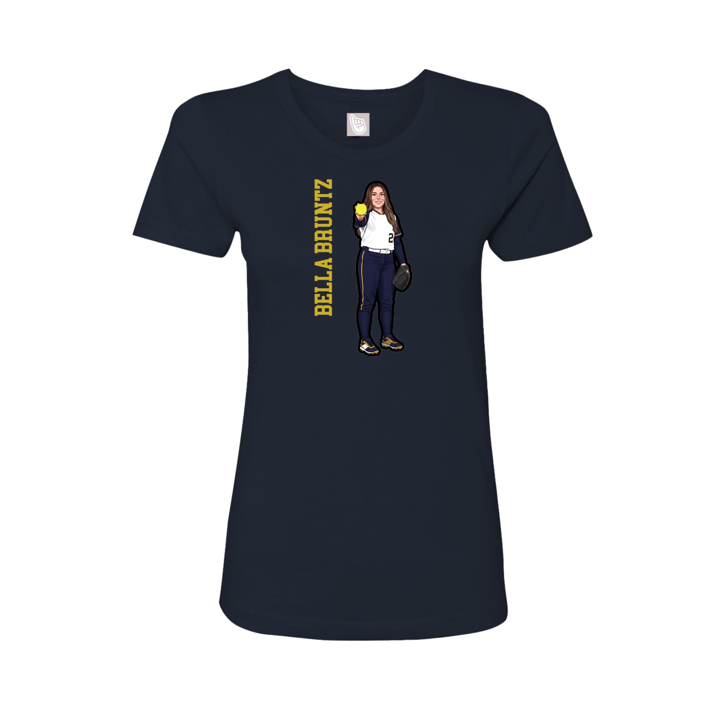Womens Tee — Name Vertical in Navy