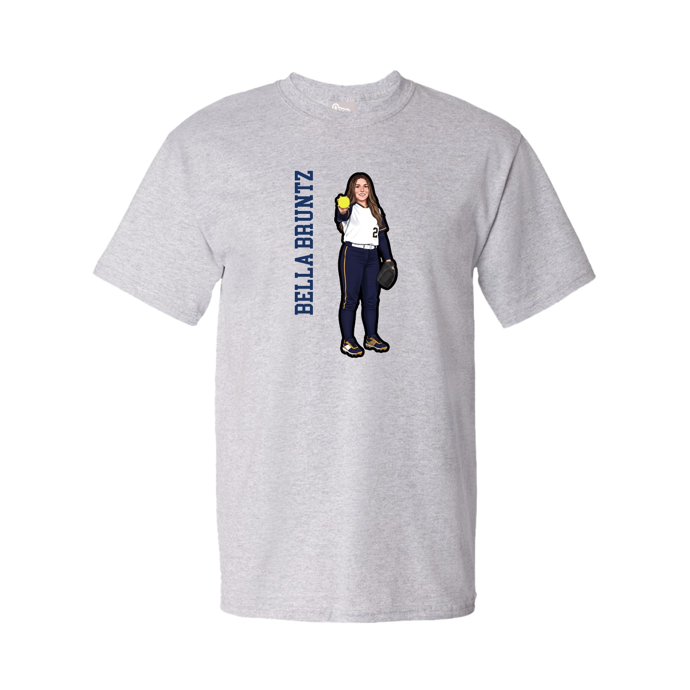 Youth Tee — Name Vertical in Grey