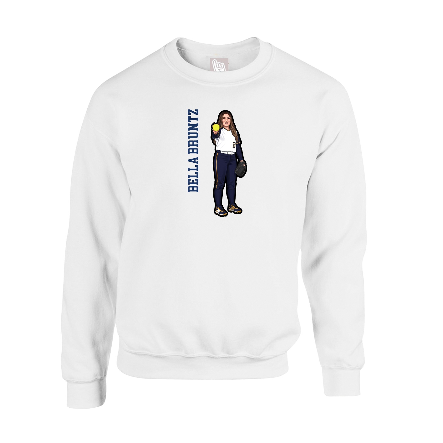 Fleece Crew — Name Vertical in White