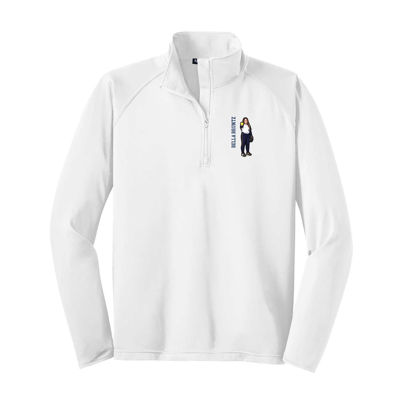 Q-Zip Pullover — Name Vertical in White
