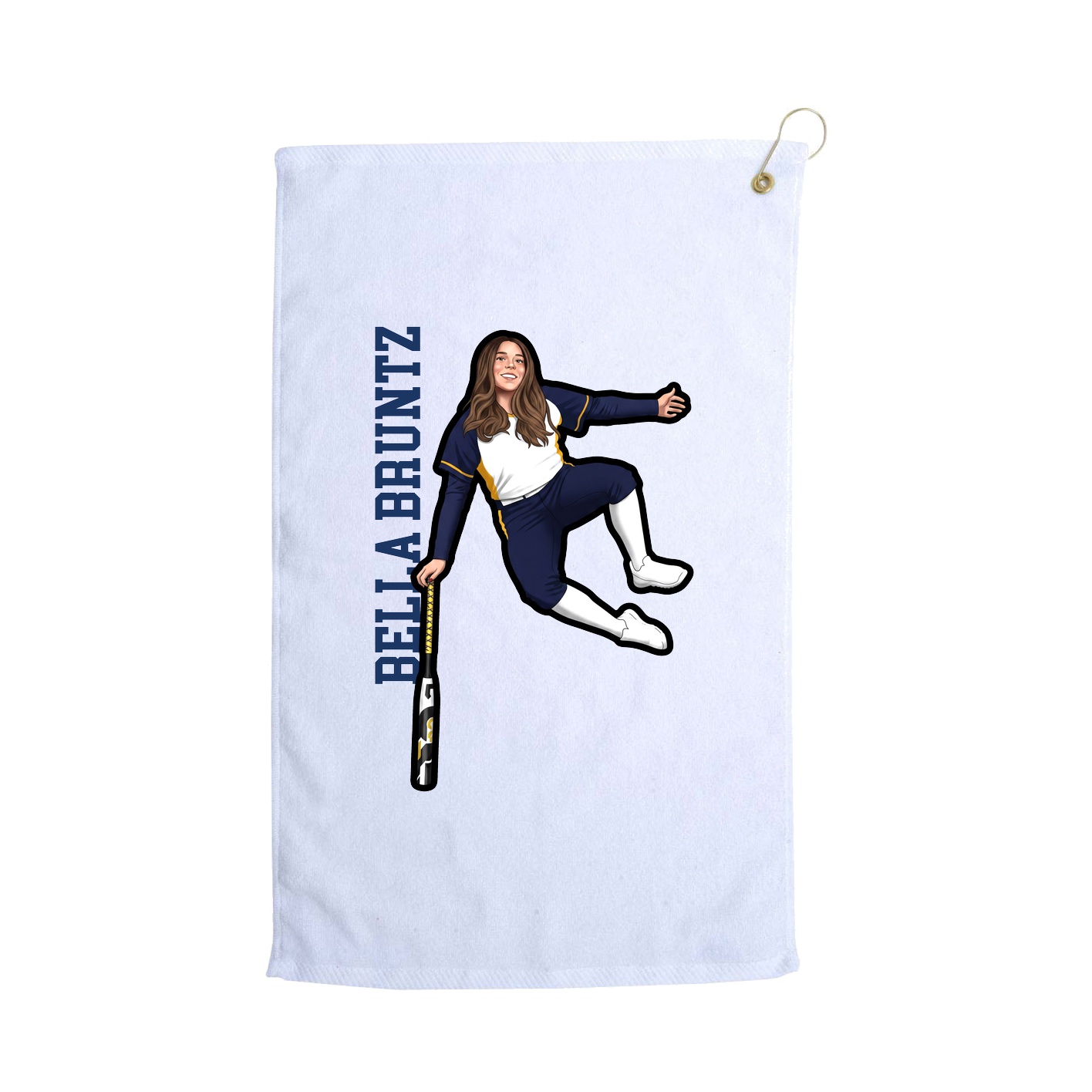 Golf Towel — Name Vertical in White