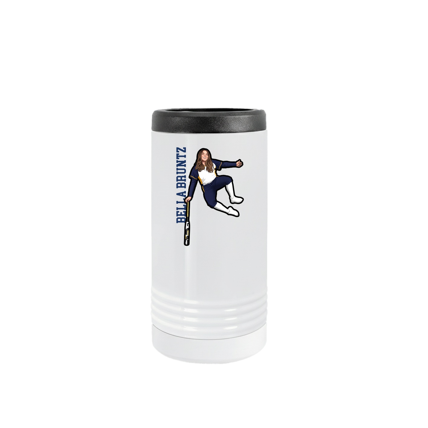 Slim Beverage Holder — Name Vertical in White