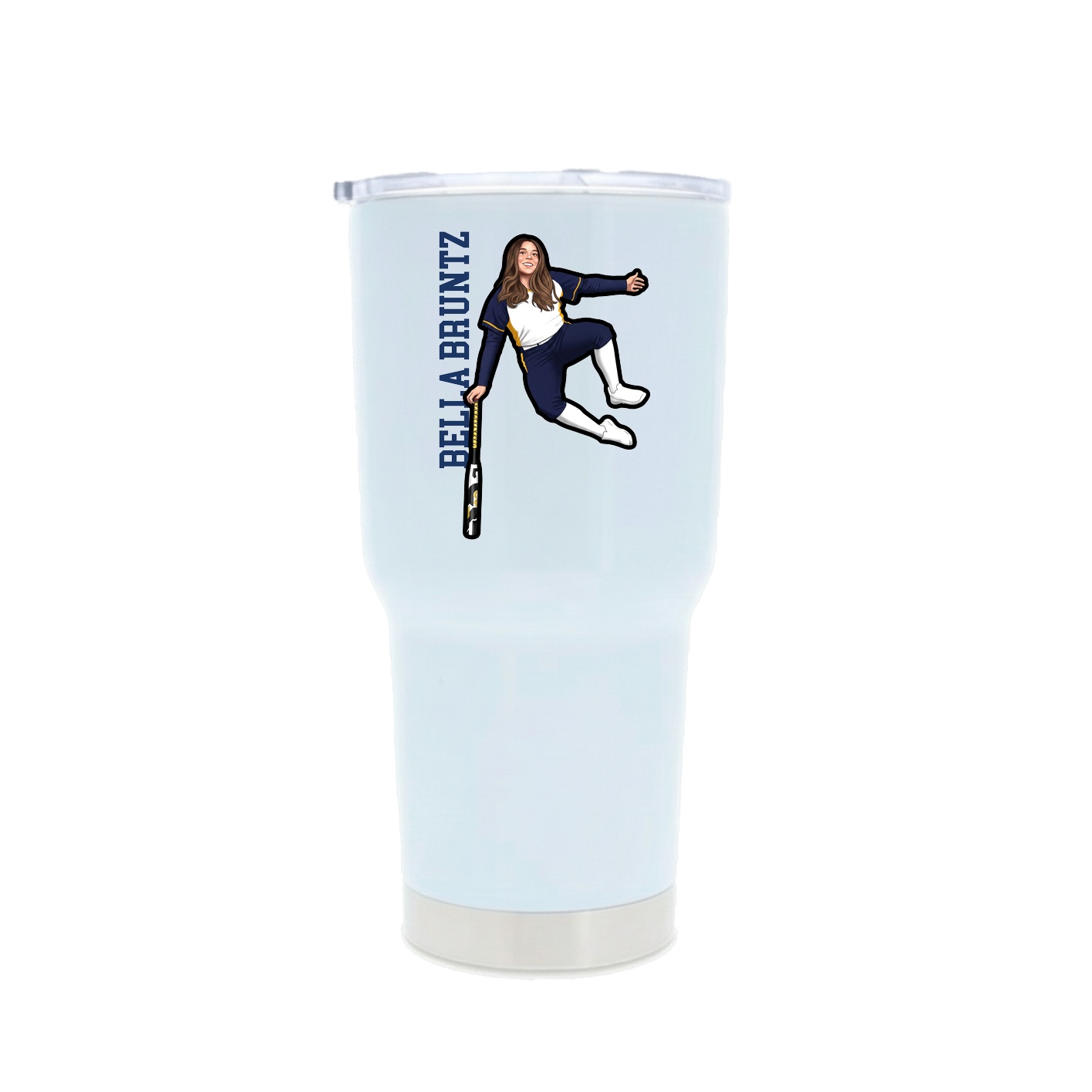 30oz Stainless Steel Tumbler — Name Vertical in White