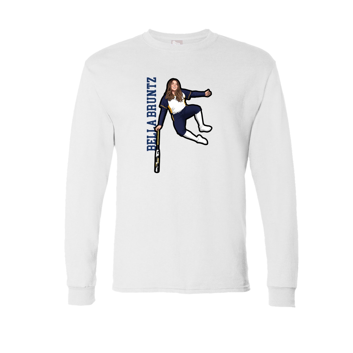 Long Sleeve Tee — Name Vertical in White