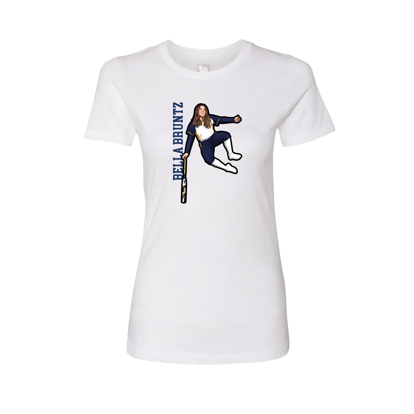 Fitted Women's Tee — Name Vertical in White
