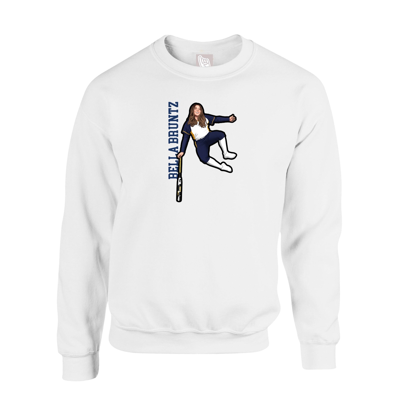 Fleece Crew — Name Vertical in White