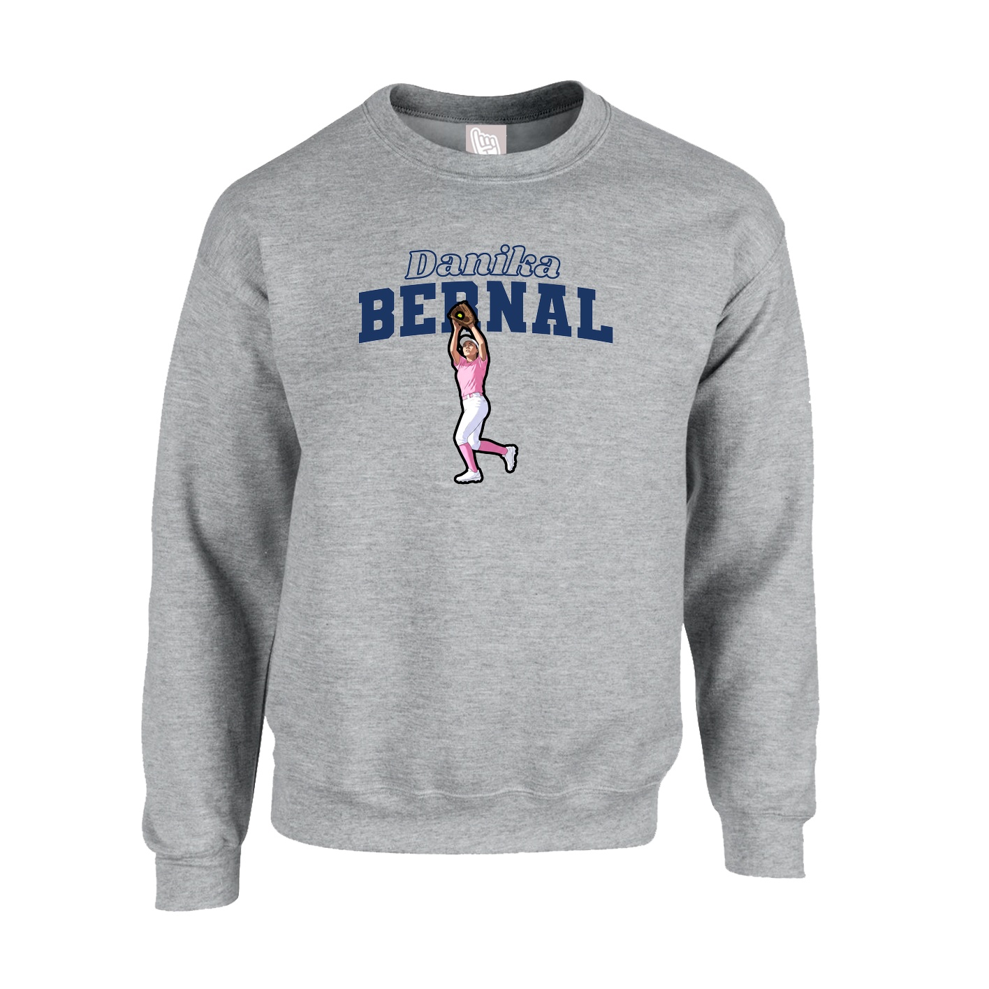 Fleece Crew — Name Arch in Grey