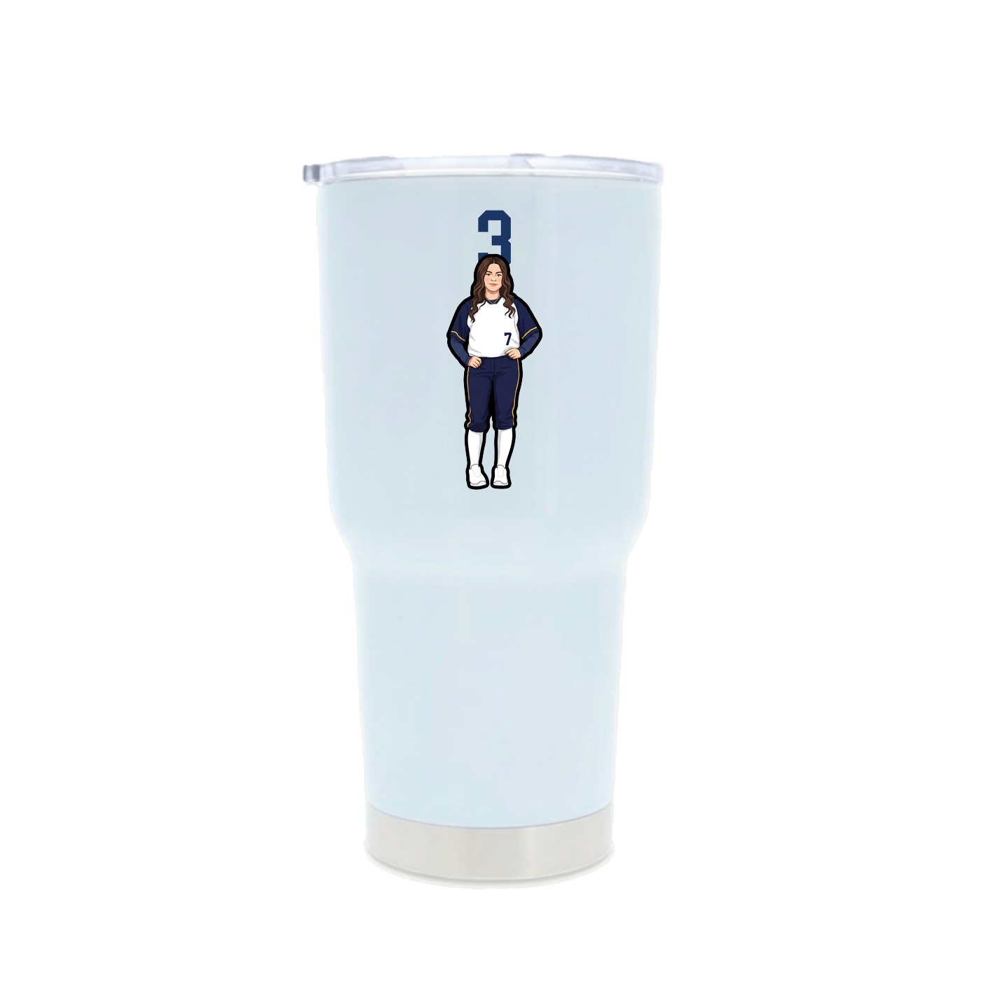 30oz Stainless Steel Tumbler — Number Top in White