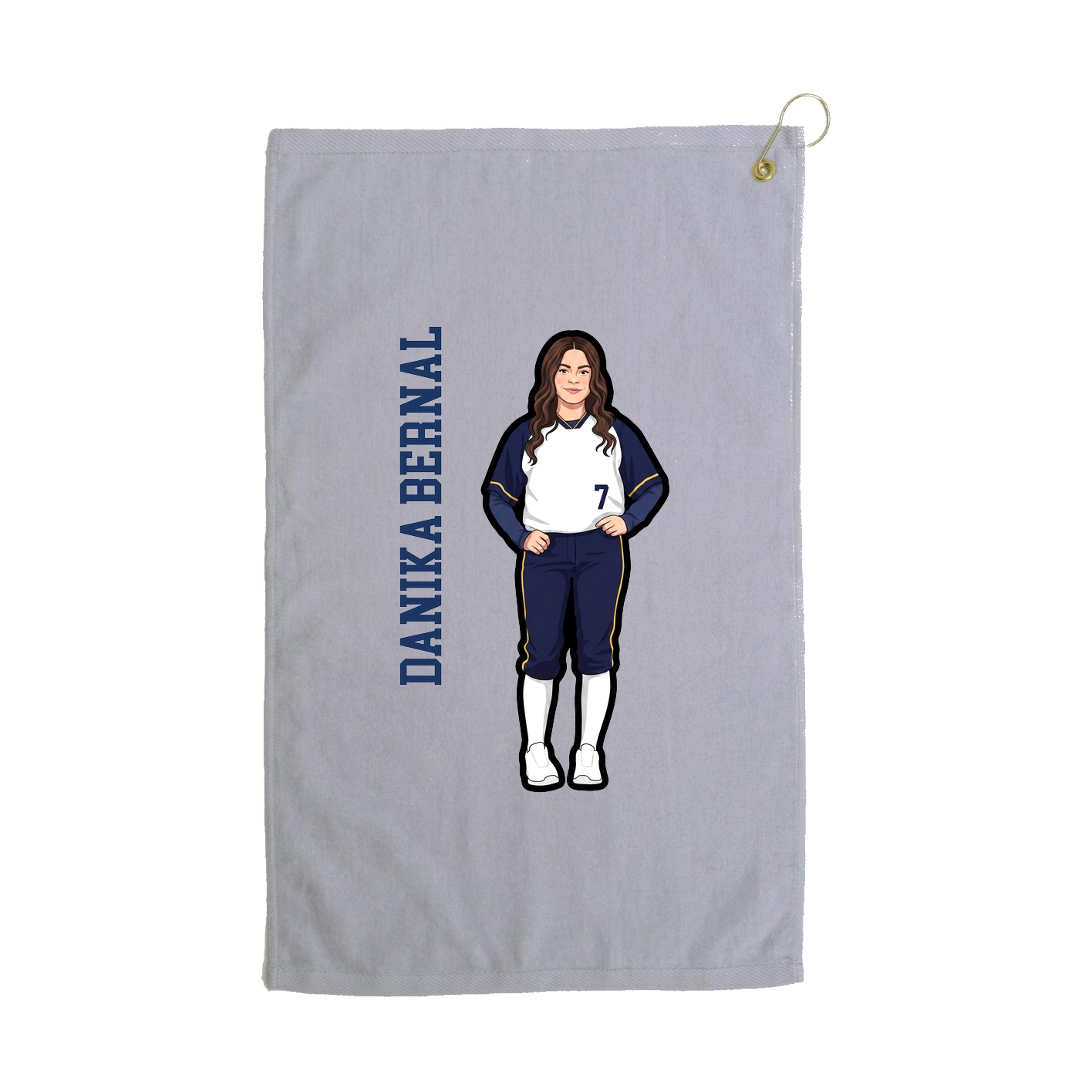 Golf Towel — Name Vertical in Grey