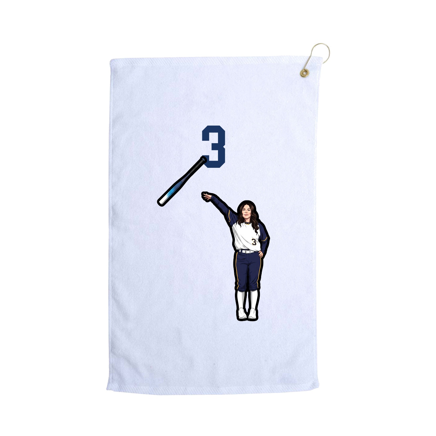 Golf Towel — Number Top in White