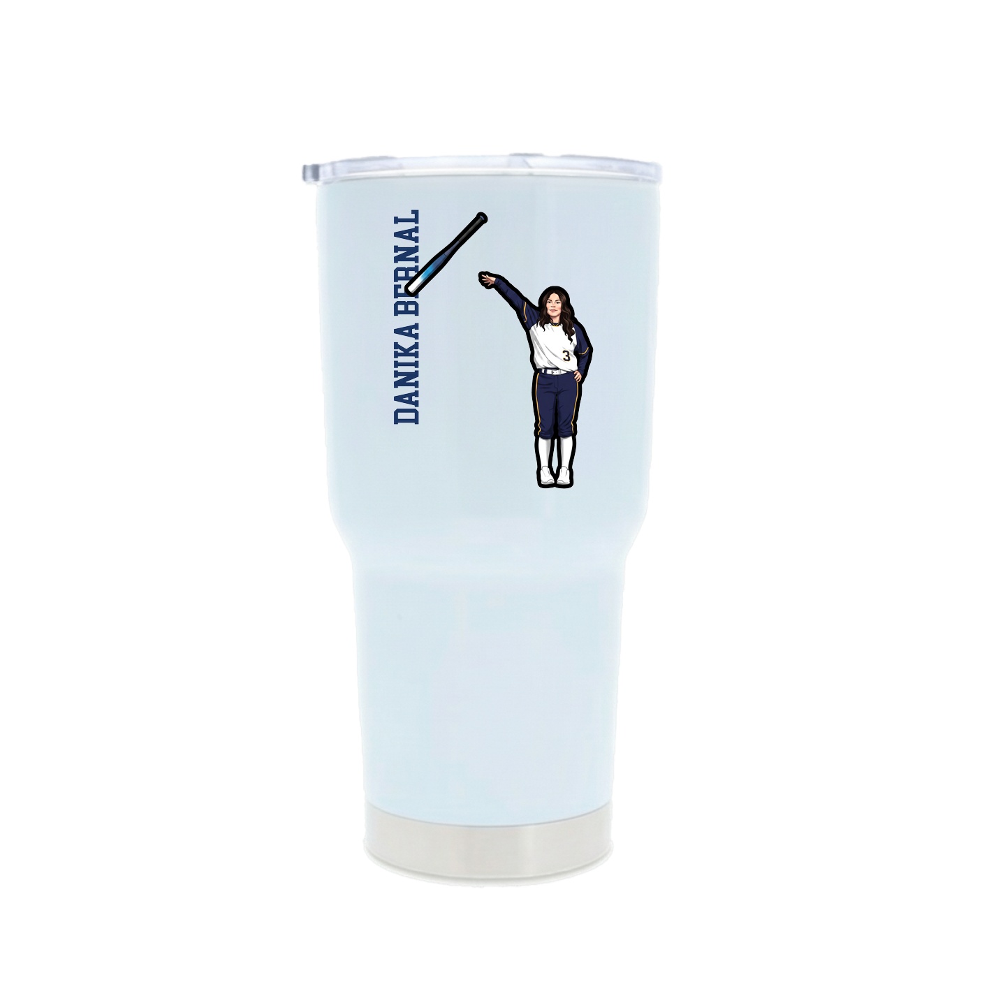 30oz Stainless Steel Tumbler — Name Vertical in White