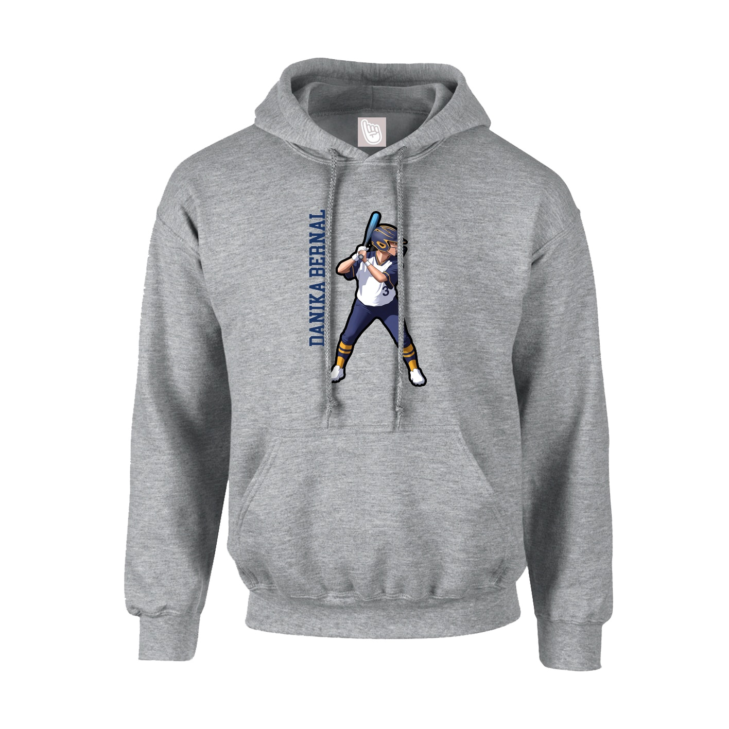 Hoodie — Name Vertical in Grey