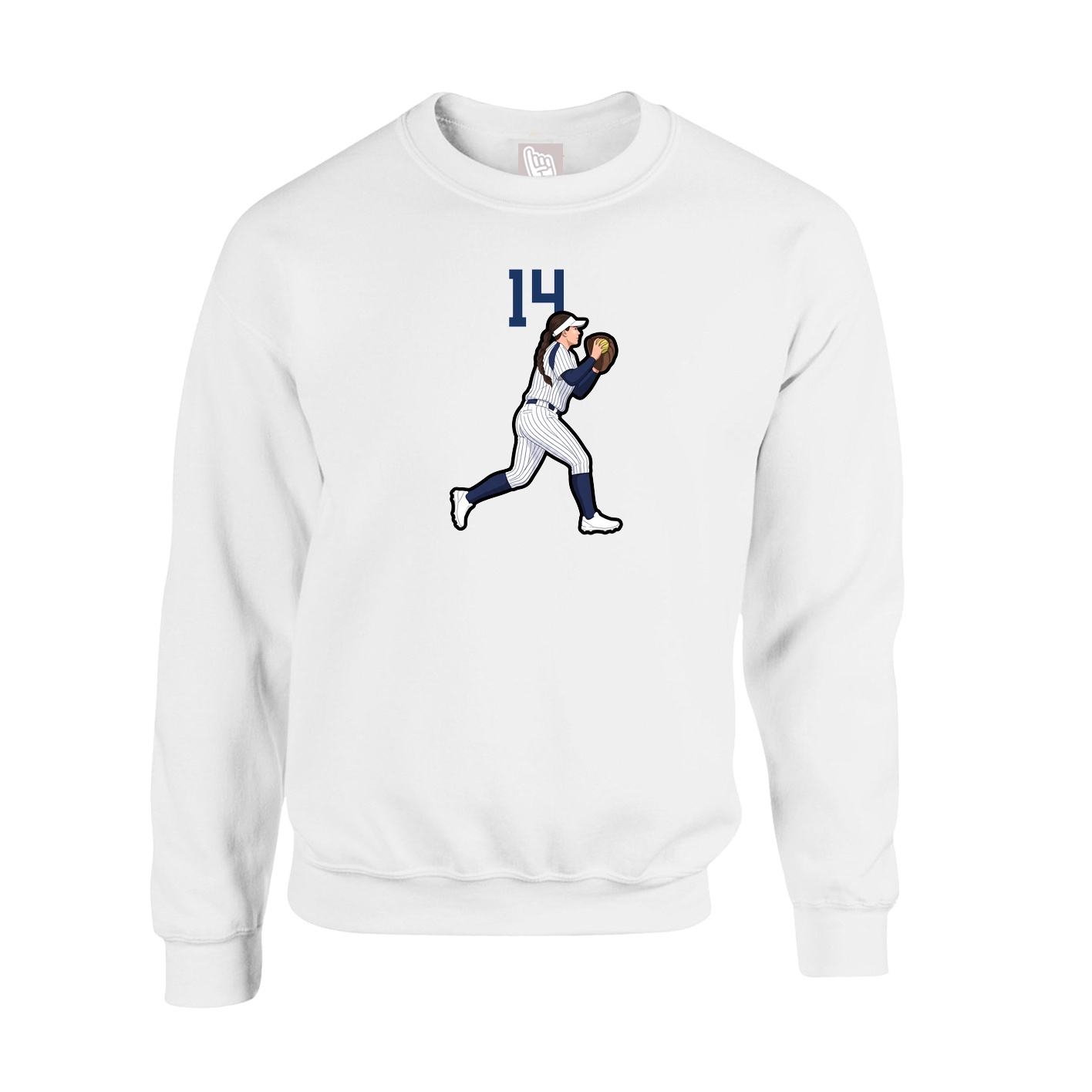 Fleece Crew — Number Top in White