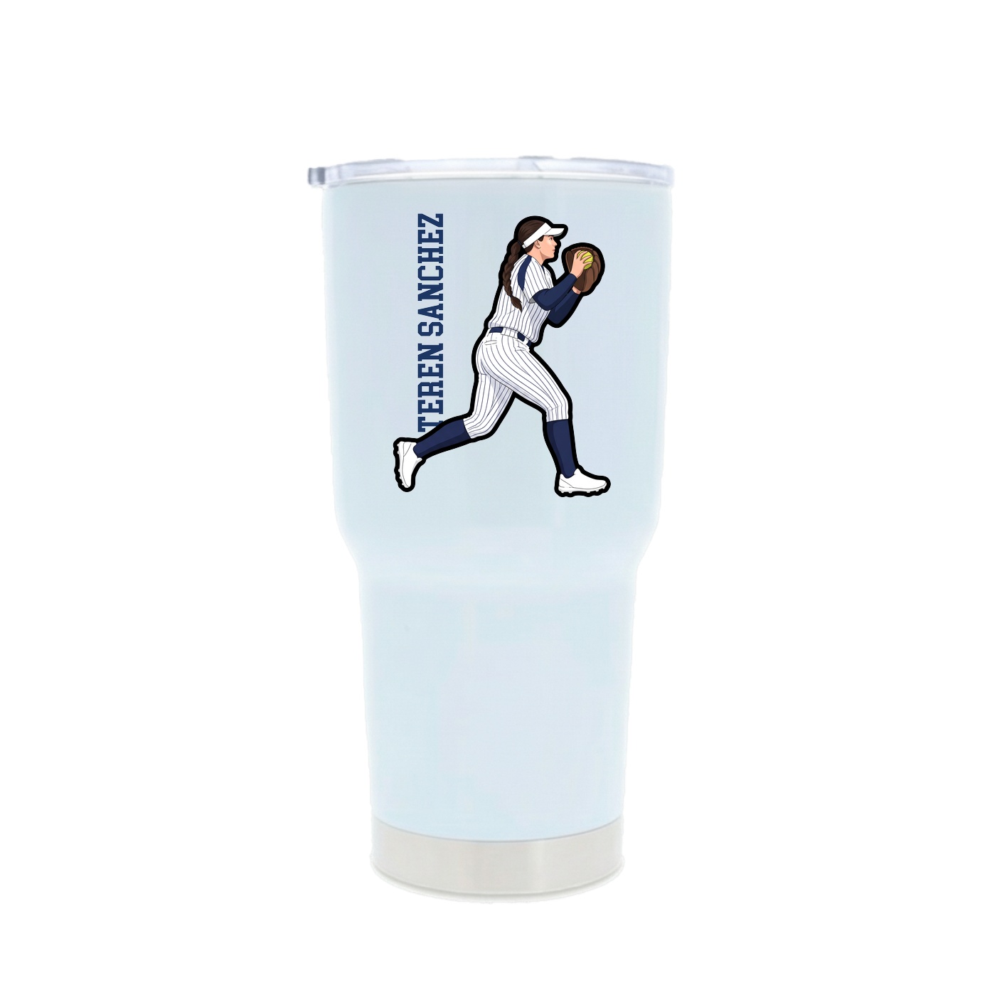 30oz Stainless Steel Tumbler — Name Vertical in White
