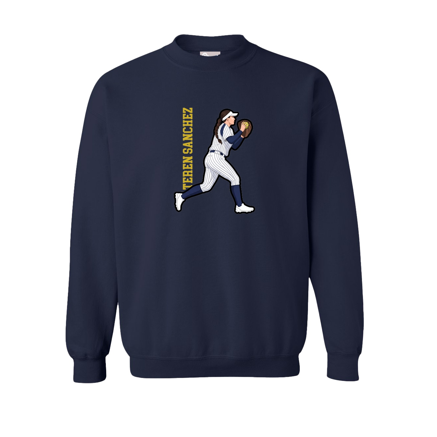 Fleece Crew — Name Vertical in Navy