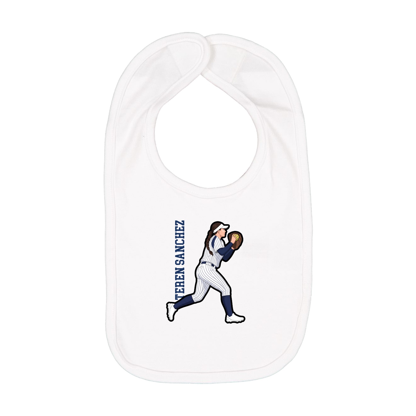 Infant Bib — Name Vertical in White