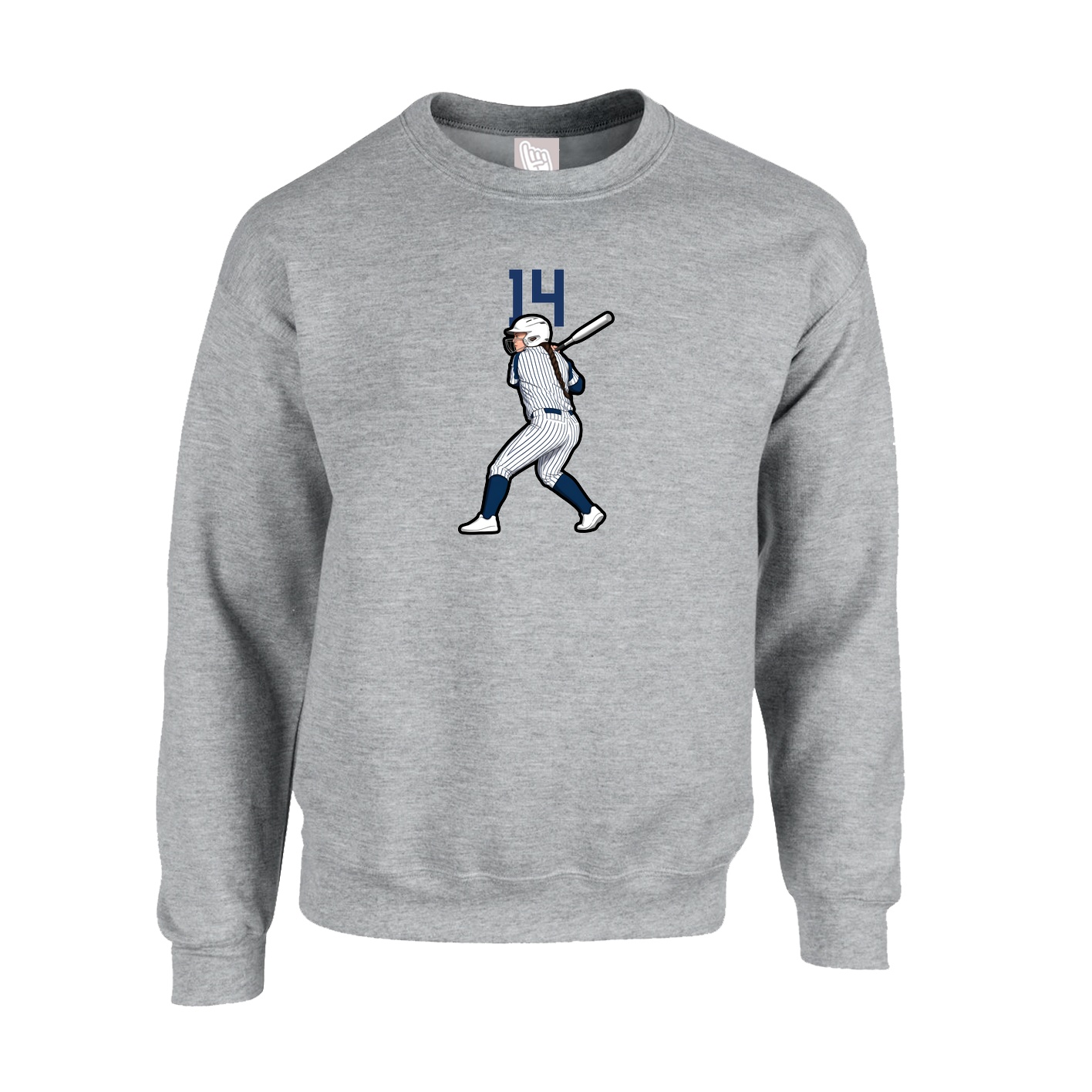 Fleece Crew — Number Top in Grey