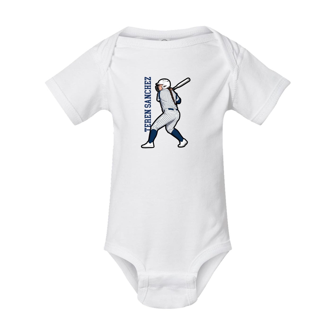 Baby Onesie — Name Vertical in White