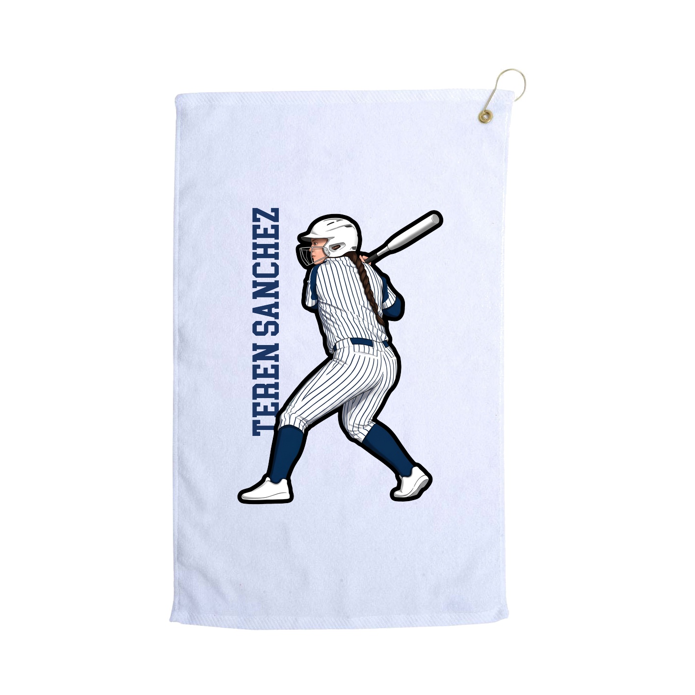 Golf Towel — Name Vertical in White