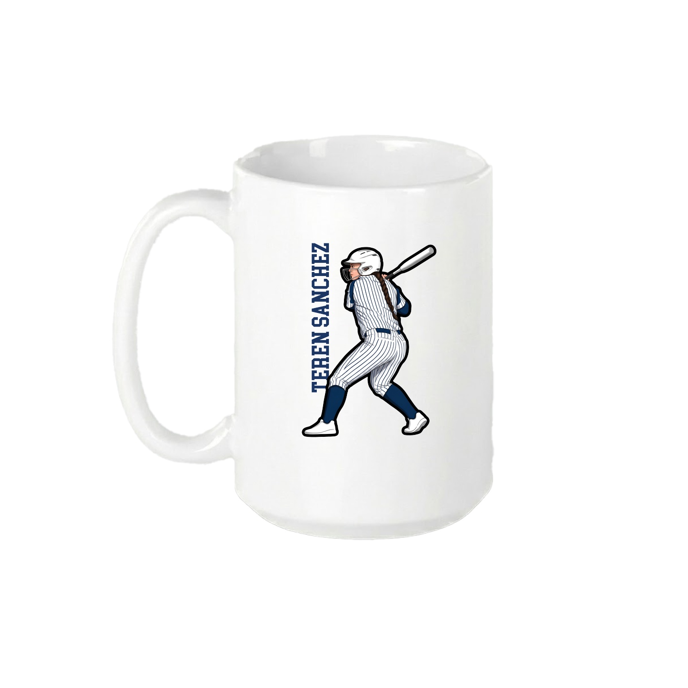 15oz Coffee Mug — Name Vertical in White