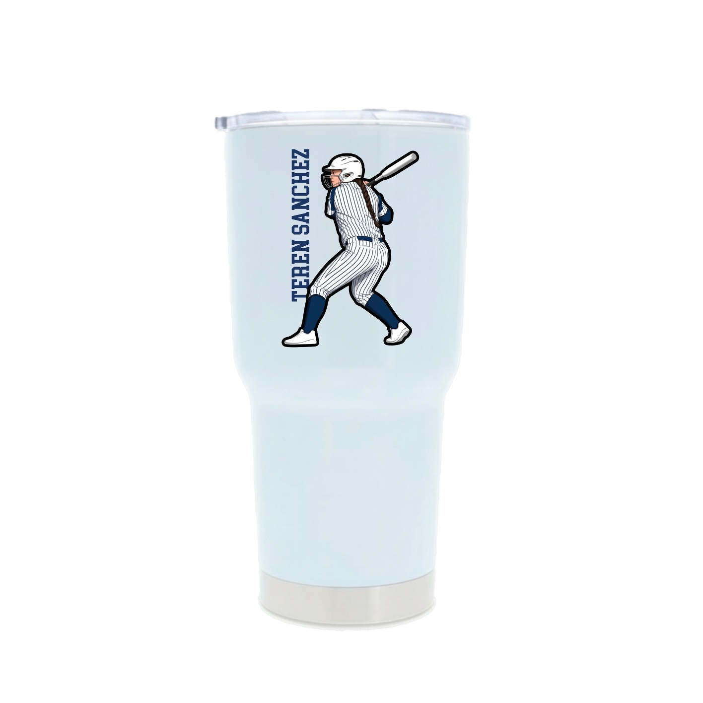 30oz Stainless Steel Tumbler — Name Vertical in White