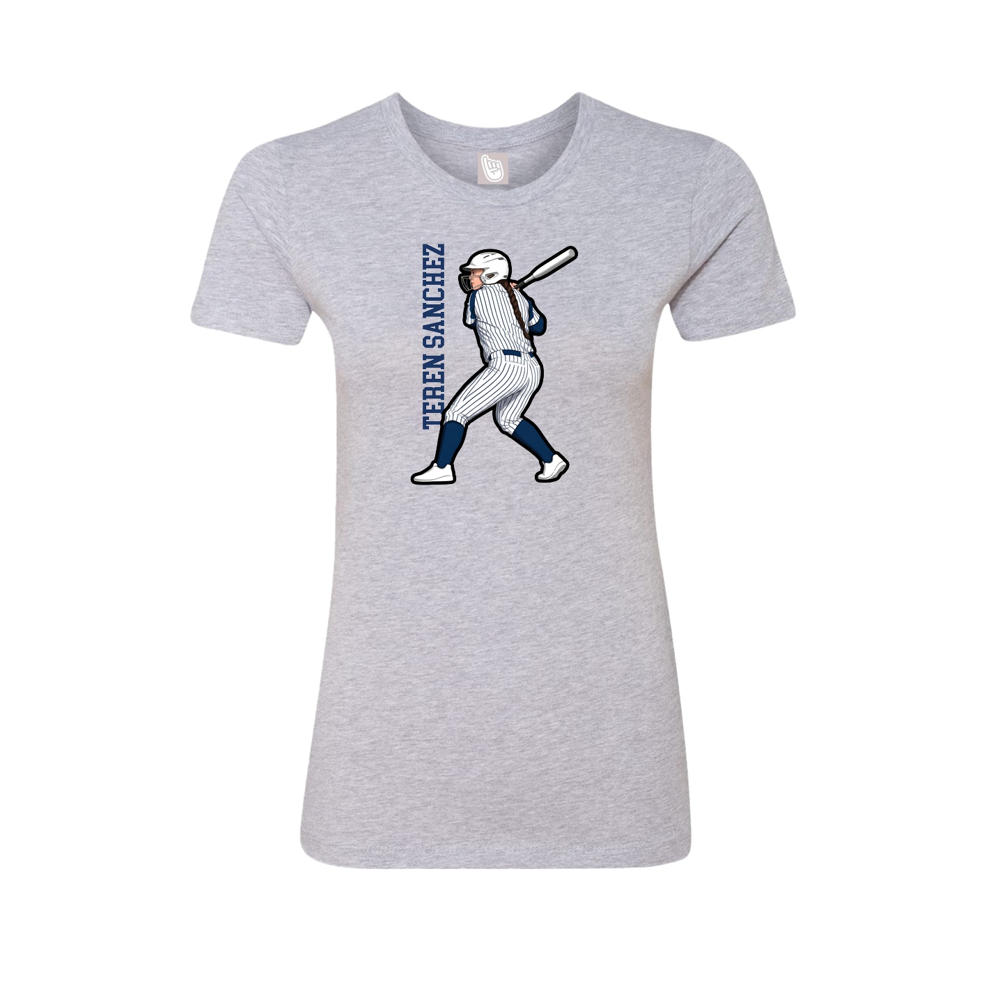 Fitted Women's Tee — Name Vertical in Grey