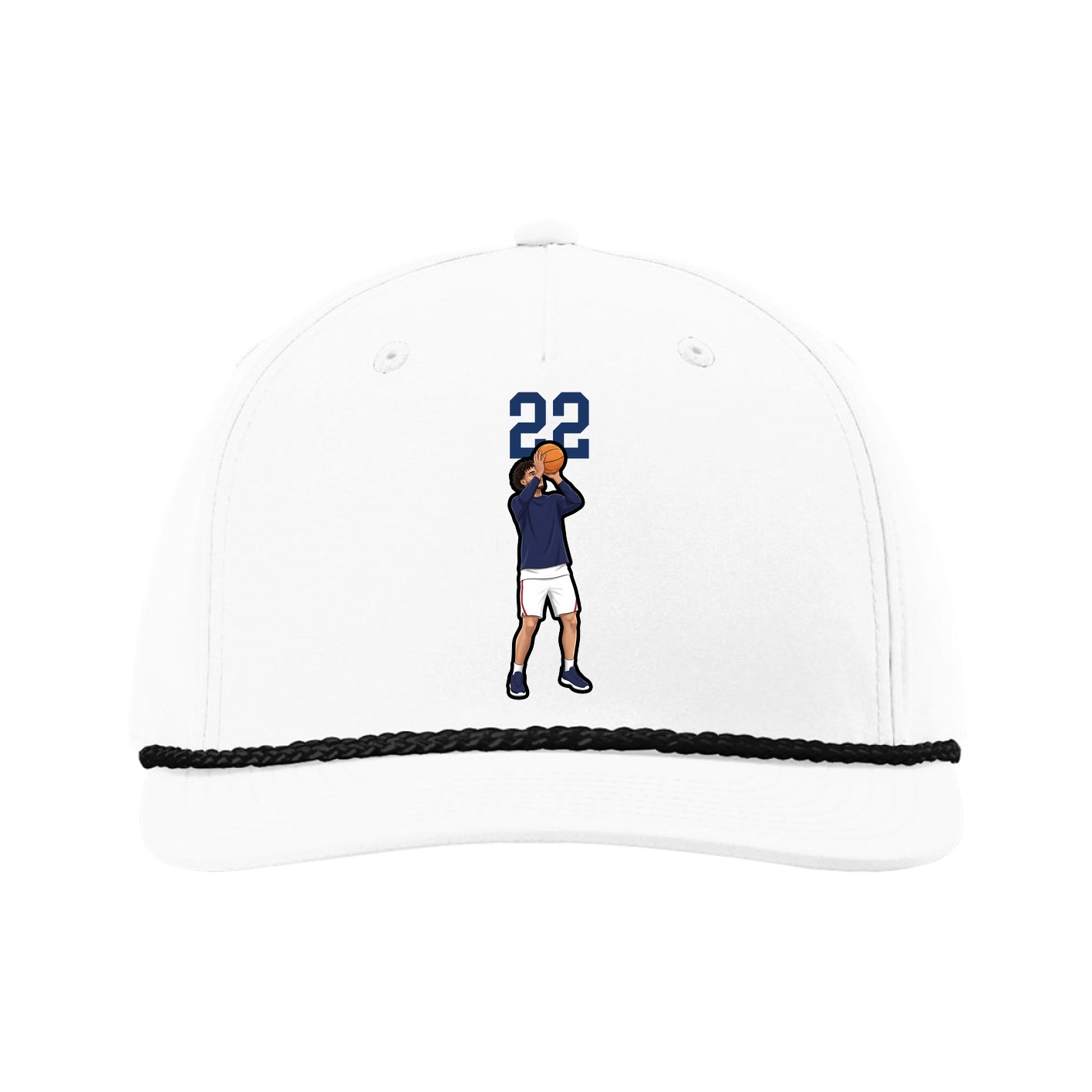 Five-Panel Classic Rope Cap — Number Top in White