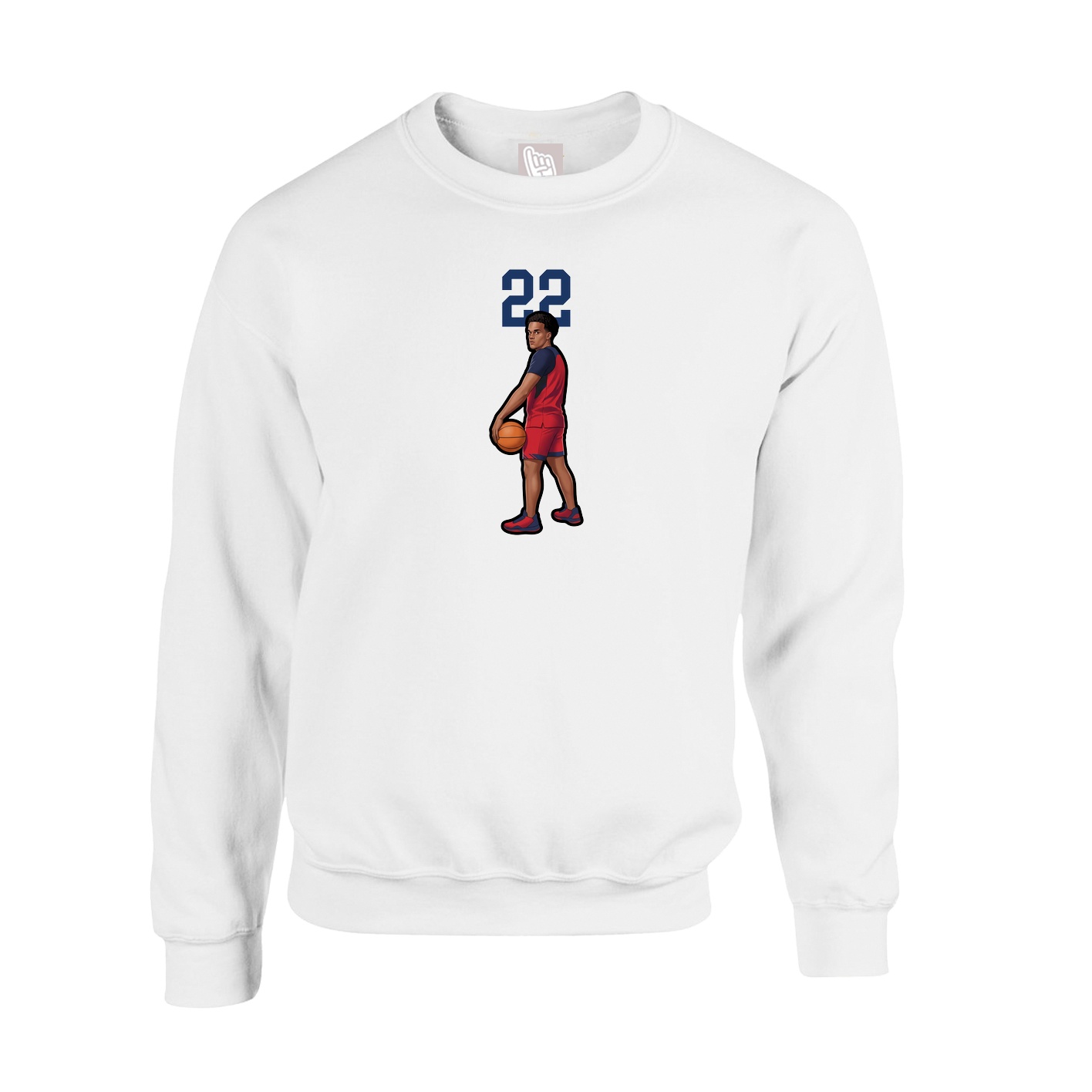 Fleece Crew — Number Top in White