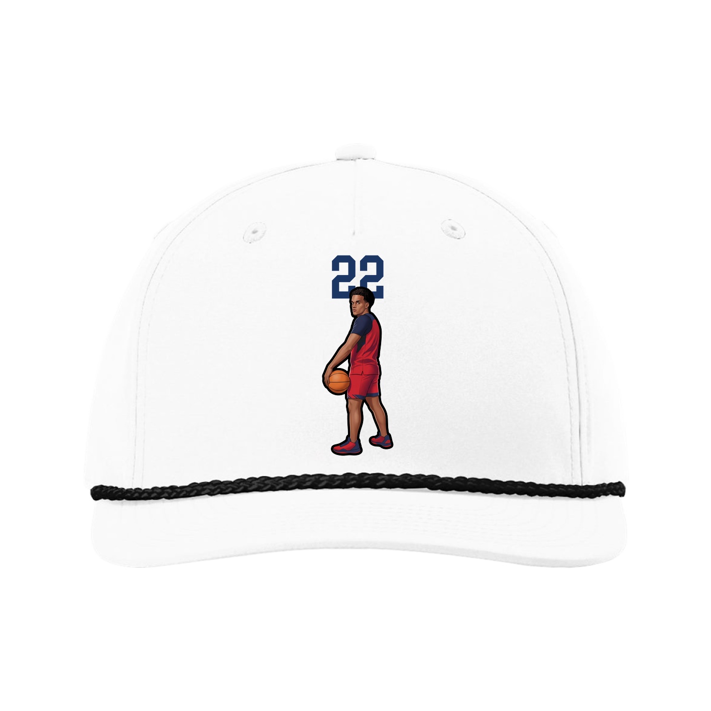 Five-Panel Classic Rope Cap — Number Top in White
