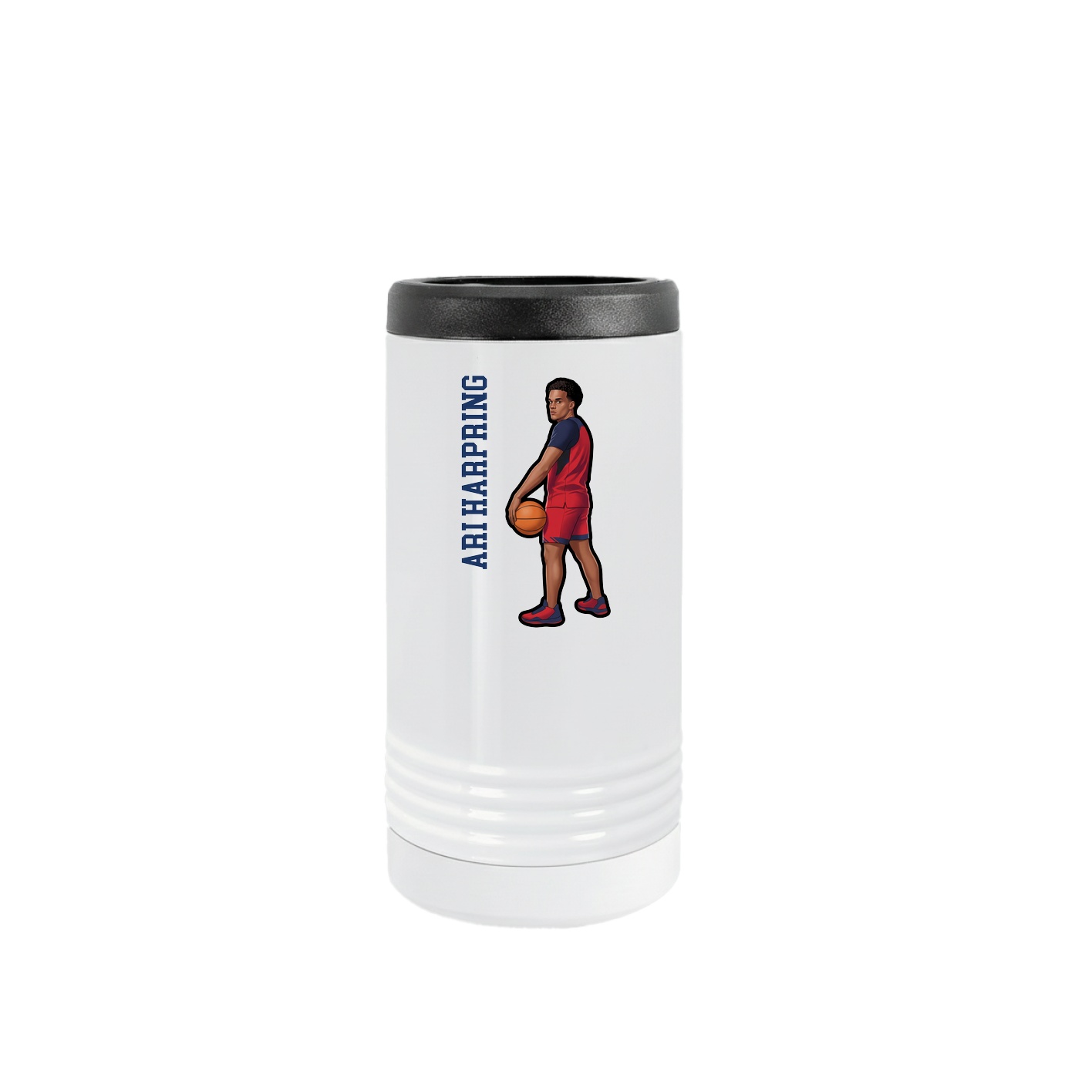 Slim Beverage Holder — Name Vertical in White