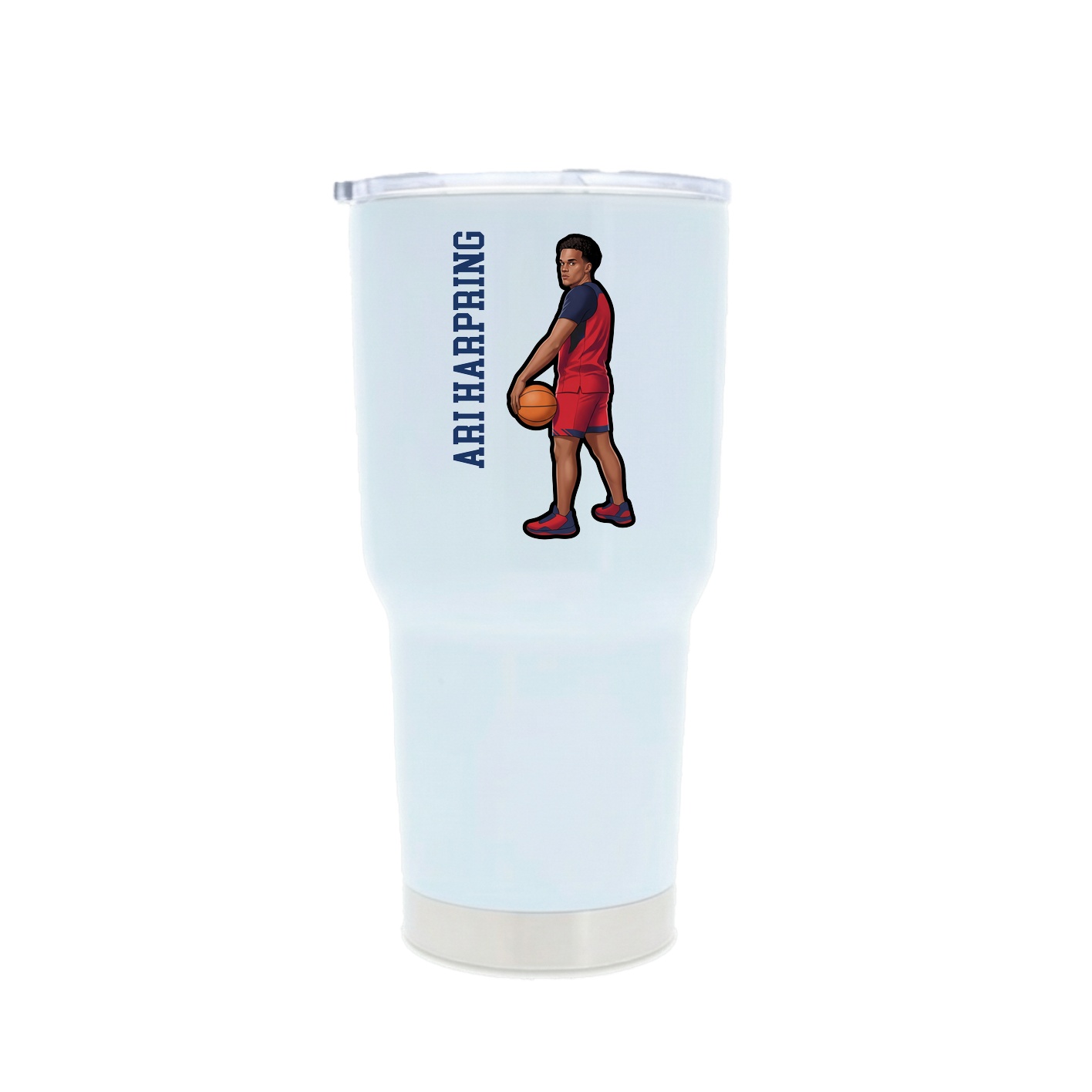 30oz Stainless Steel Tumbler — Name Vertical in White