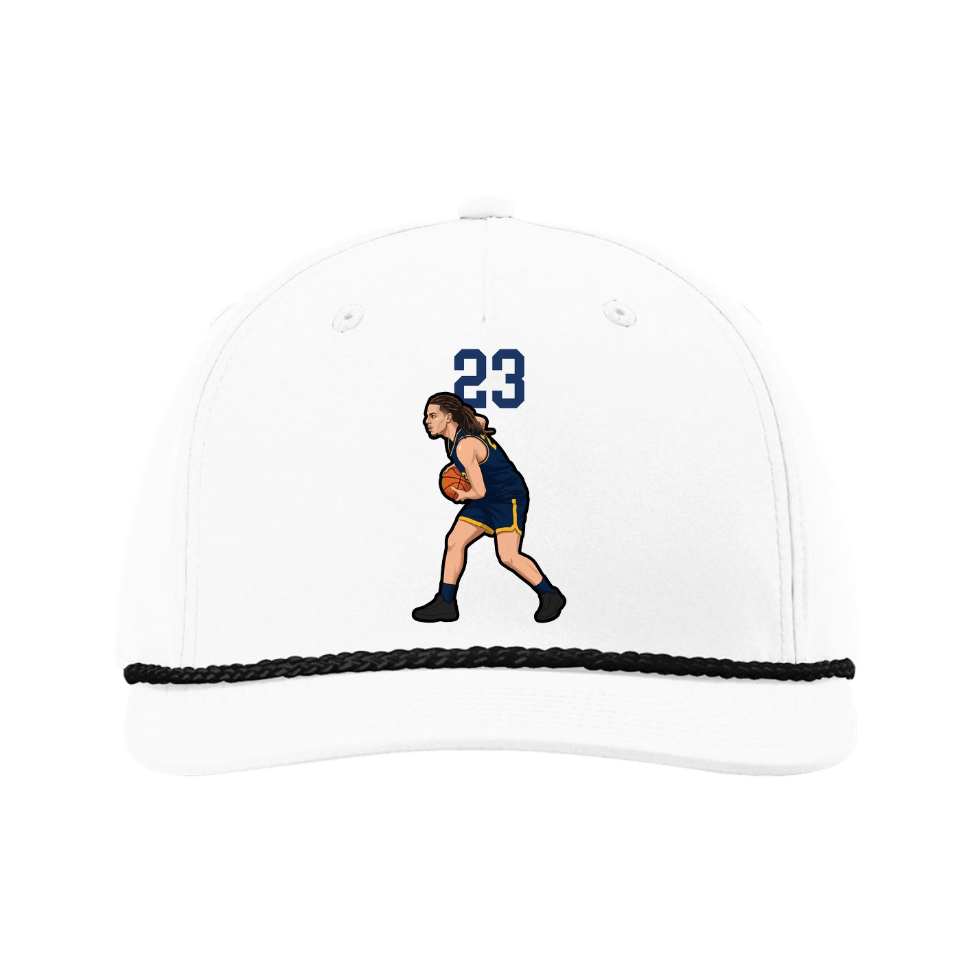 Five-Panel Classic Rope Cap — Number Top in White
