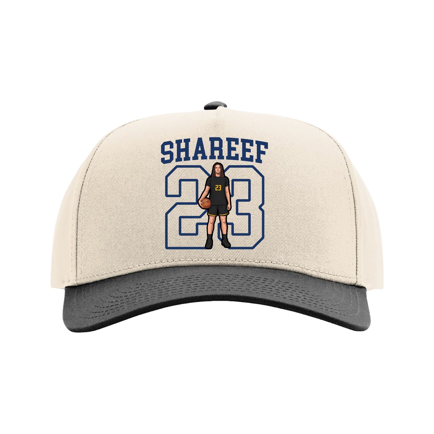 Full Fabric Five-Panel Champ Cap — Shirsey in Cream/Black