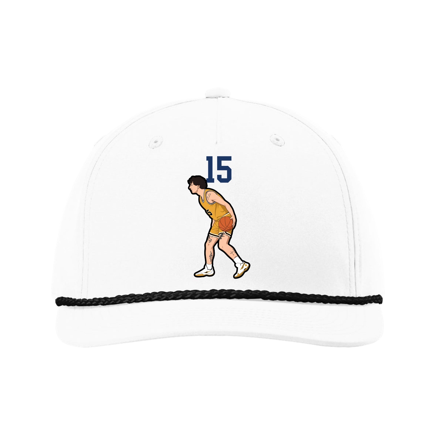 Five-Panel Classic Rope Cap — Number Top in White