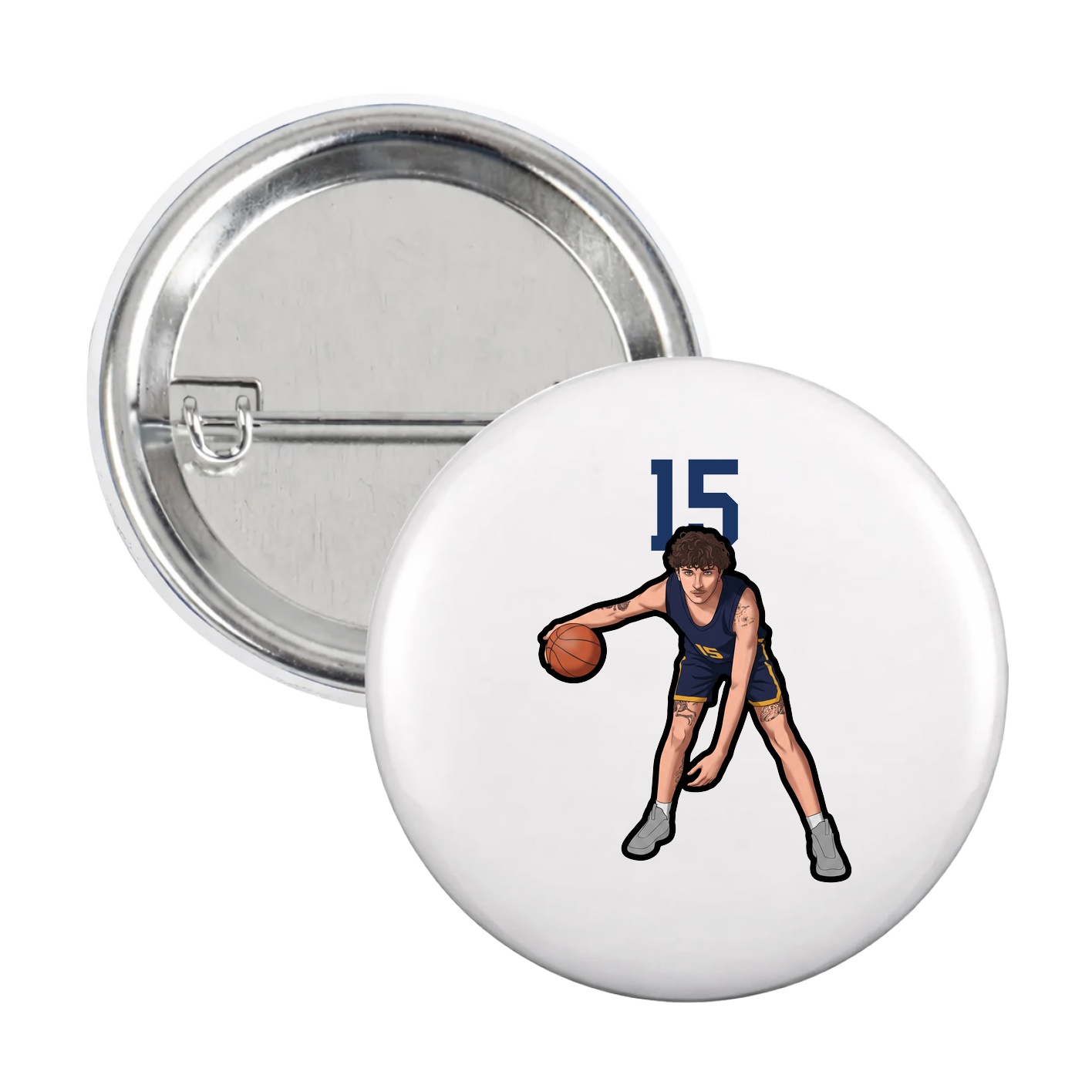 Game Day Button — Number Top in White