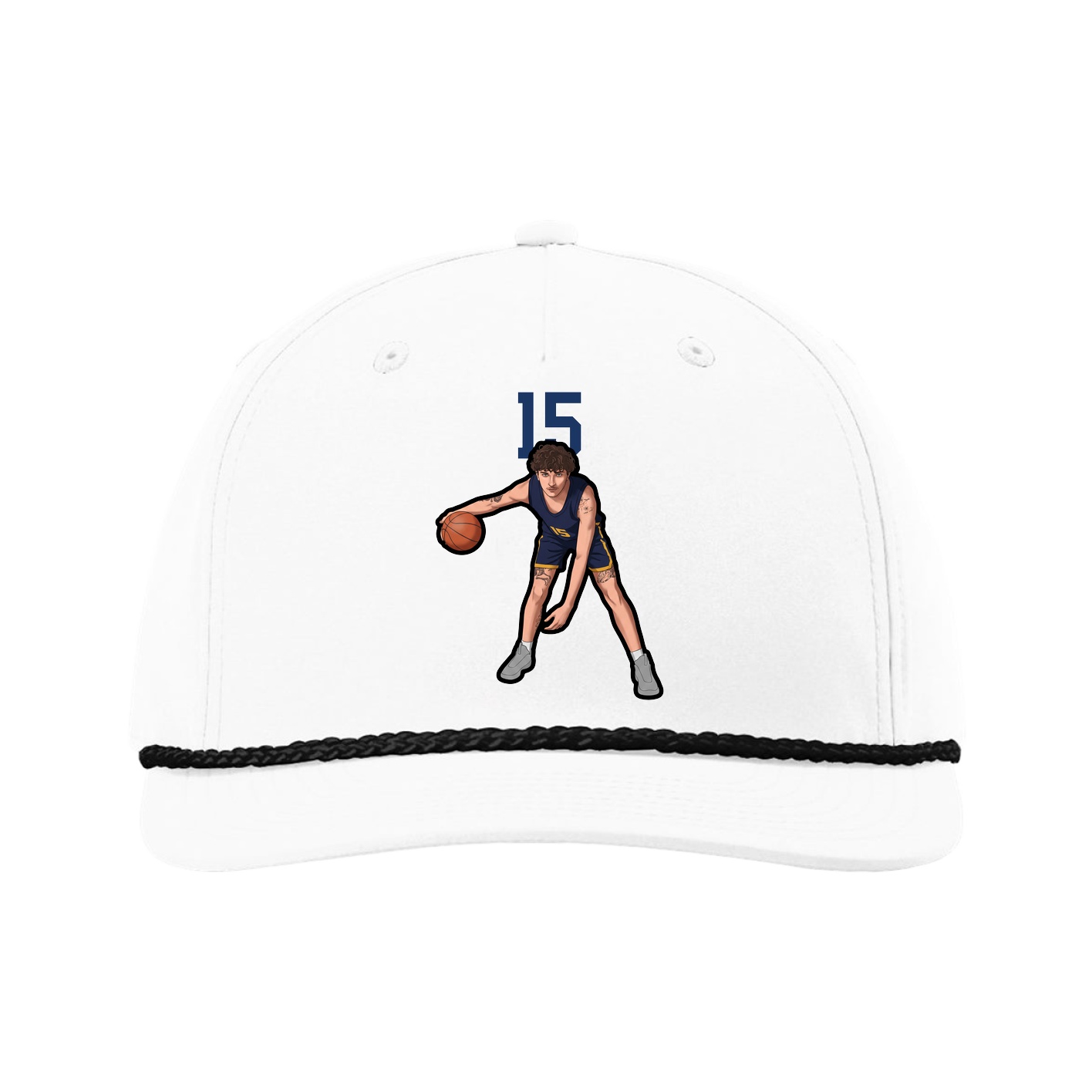 Five-Panel Classic Rope Cap — Number Top in White