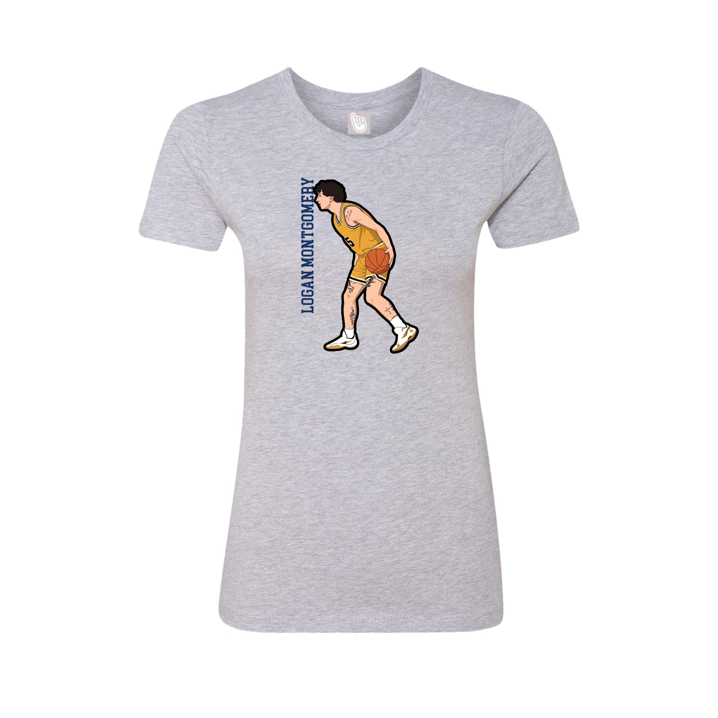 Fitted Women's Tee — Name Vertical in Grey
