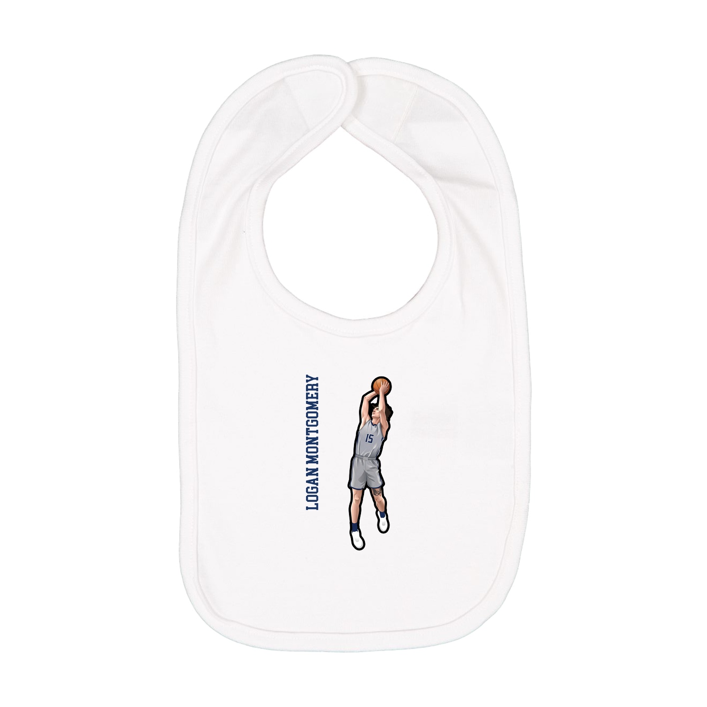 Infant Bib — Name Vertical in White